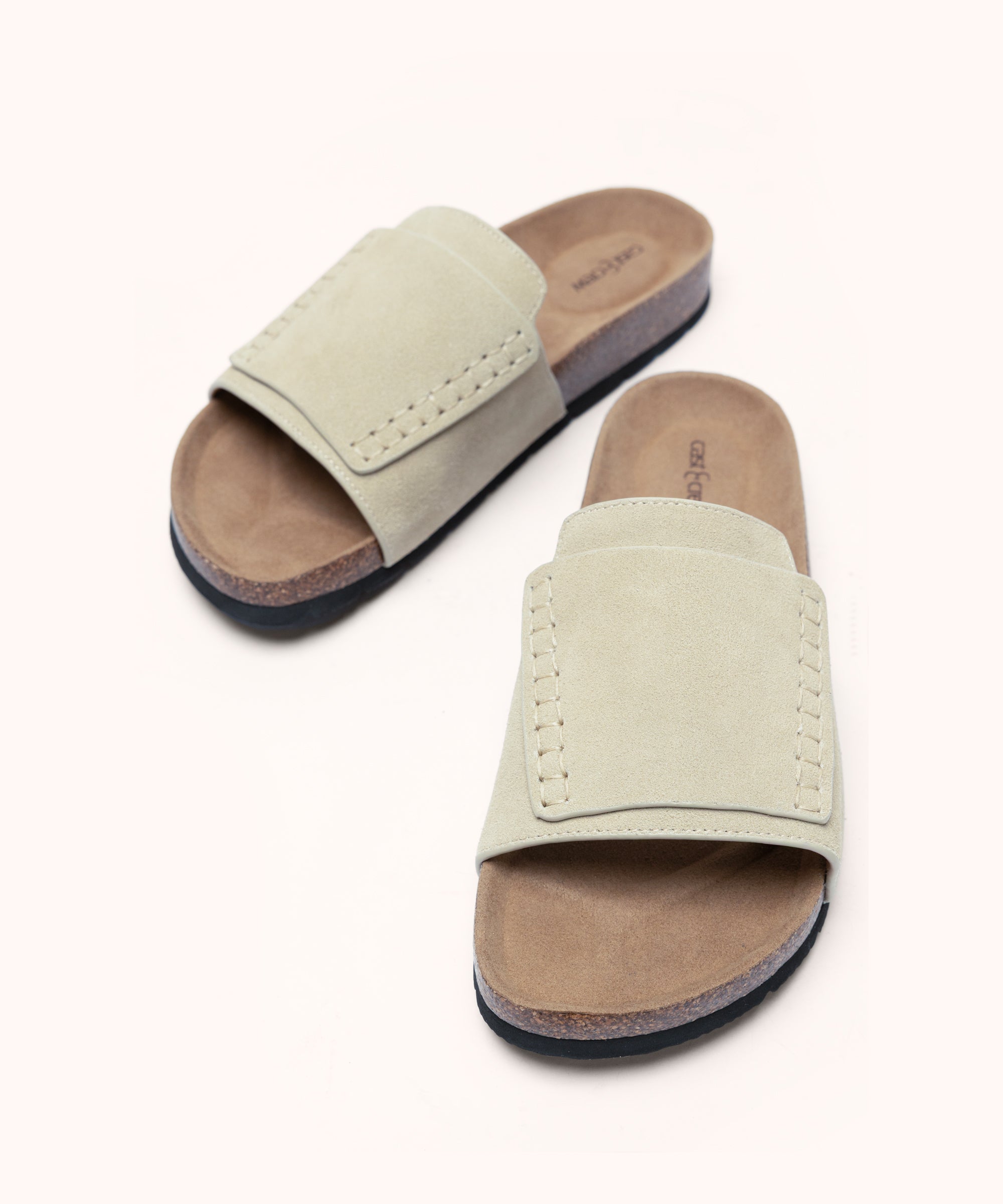 Beige Plain Slides