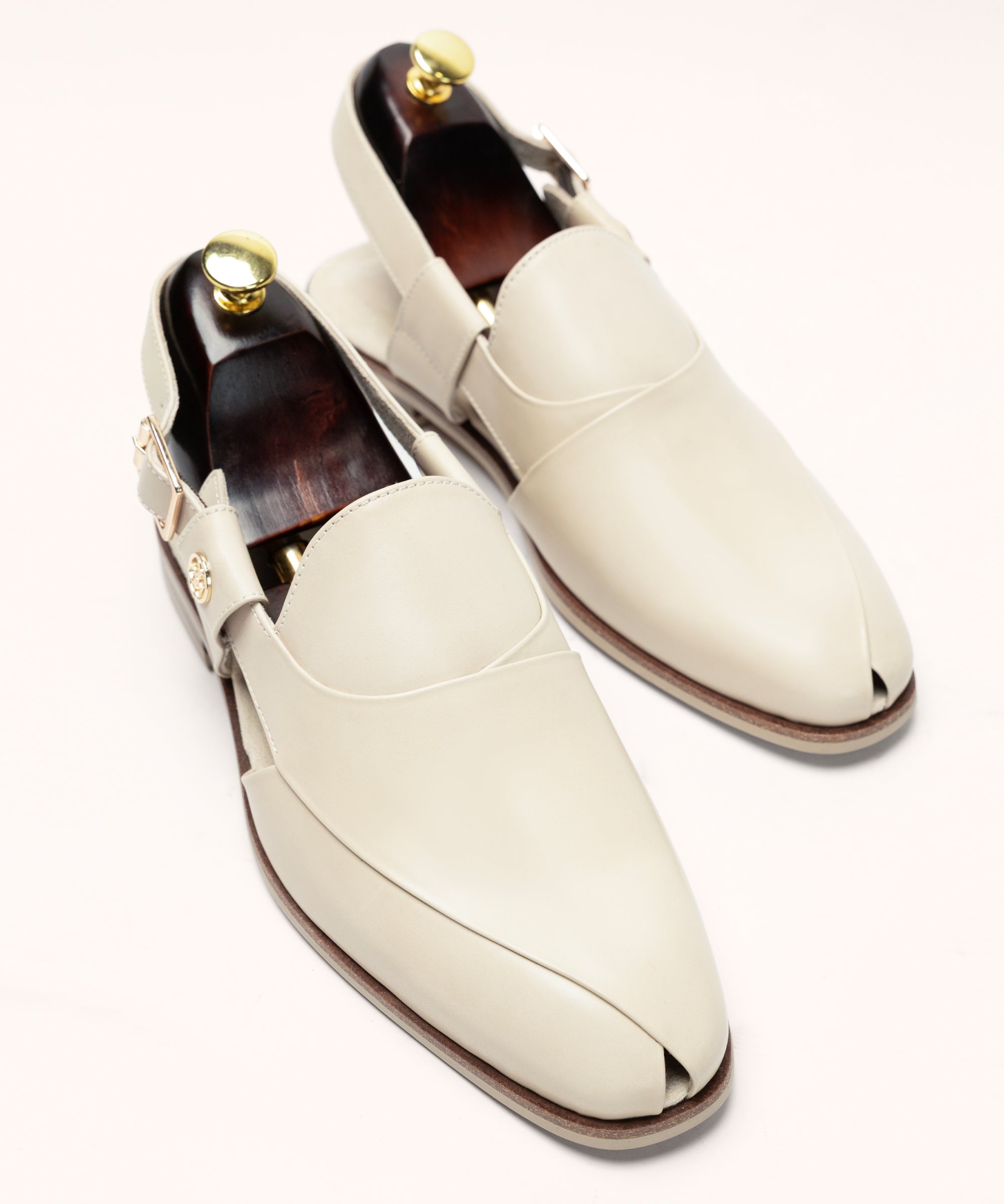 Cream Leather Sandals