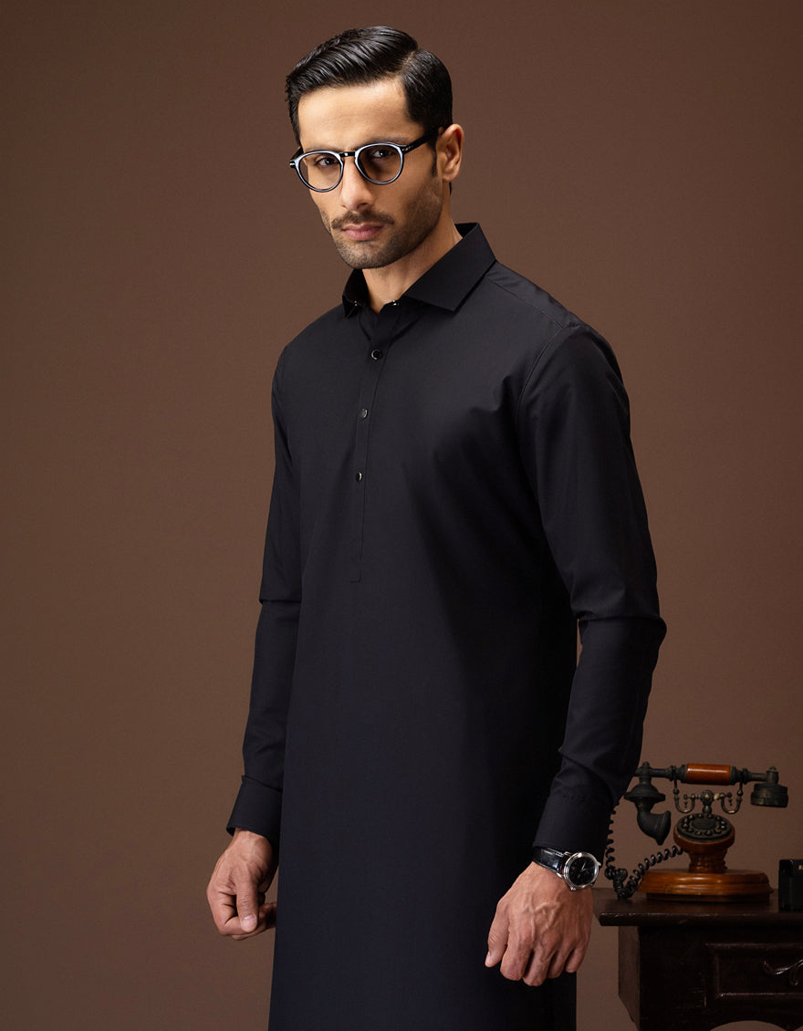 VICKSBURG - CARBON GREY BLENDED KAMEEZ SHALWAR