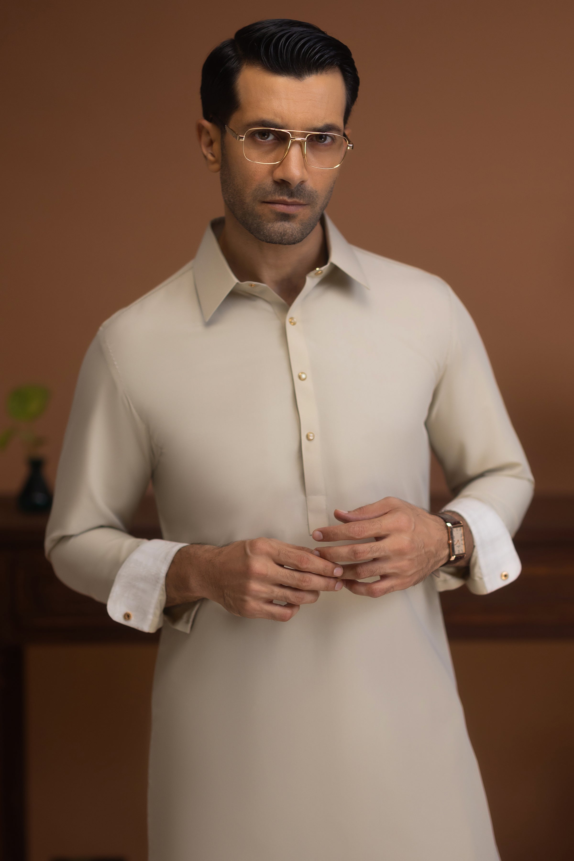 MORELIA - PALE KHAKI EXCLUSIVE KAMEEZ SHALWAR