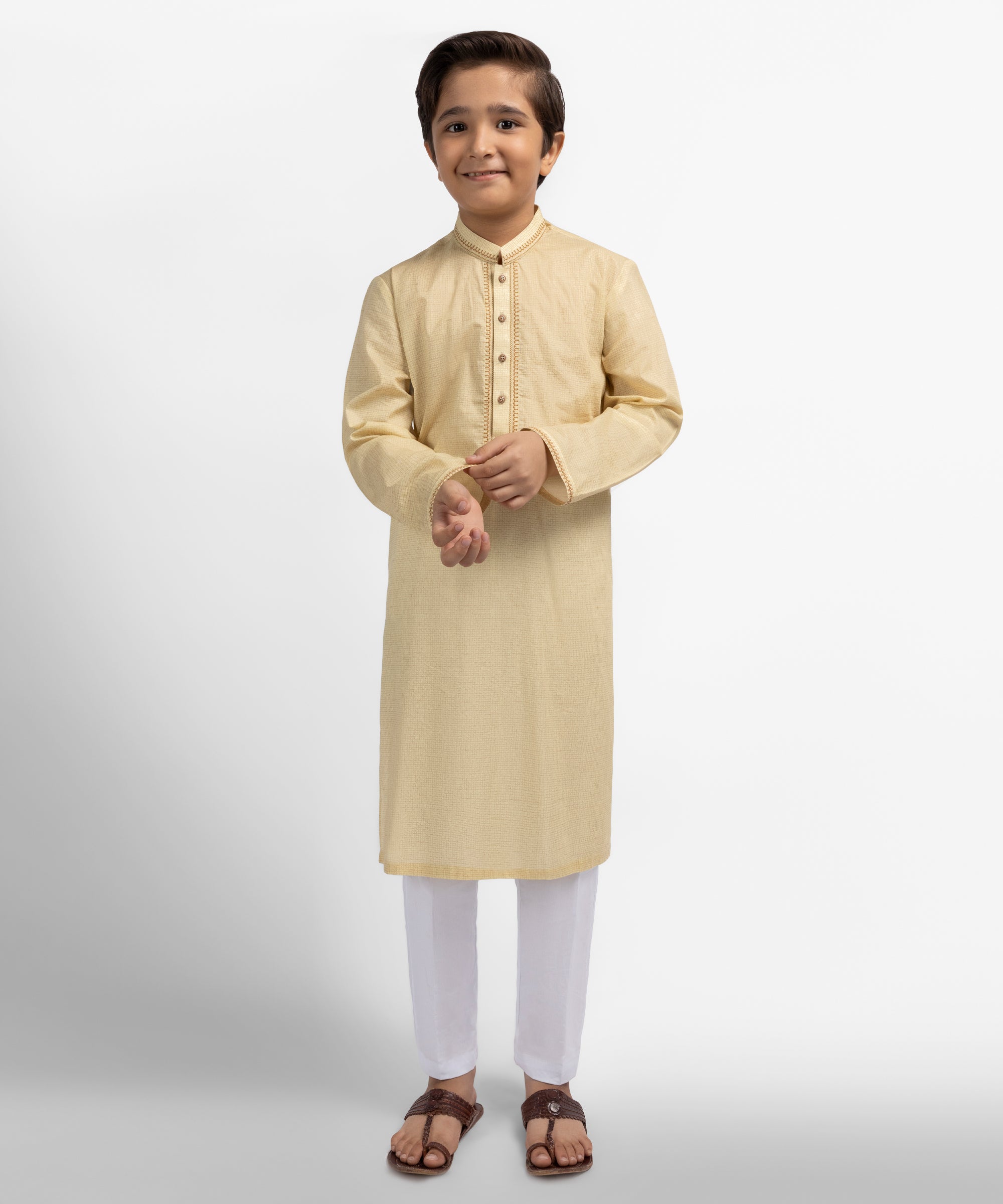 Yellow Cotton Semi-Formal Kurta