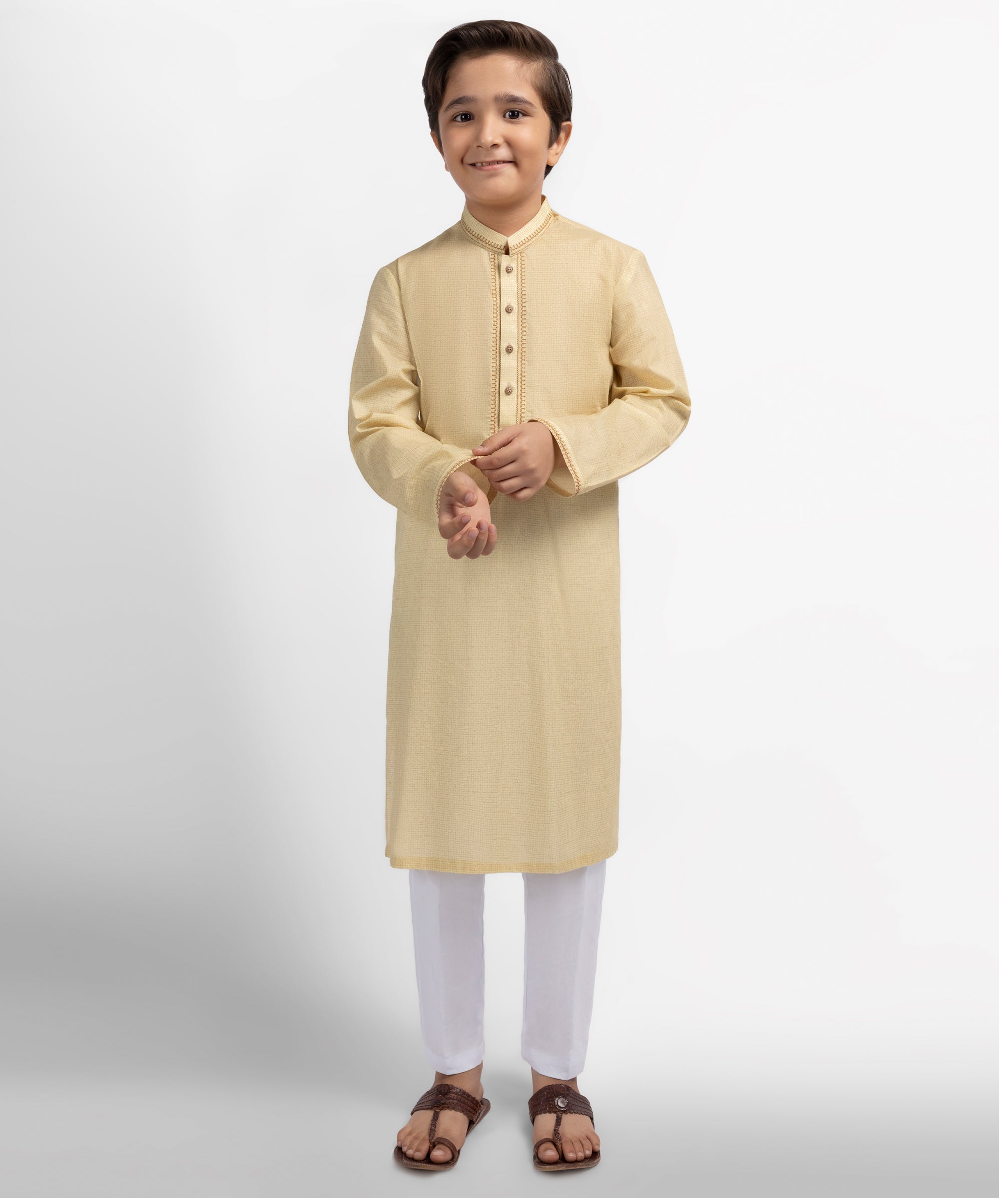 Yellow Cotton Semi-Formal Kurta