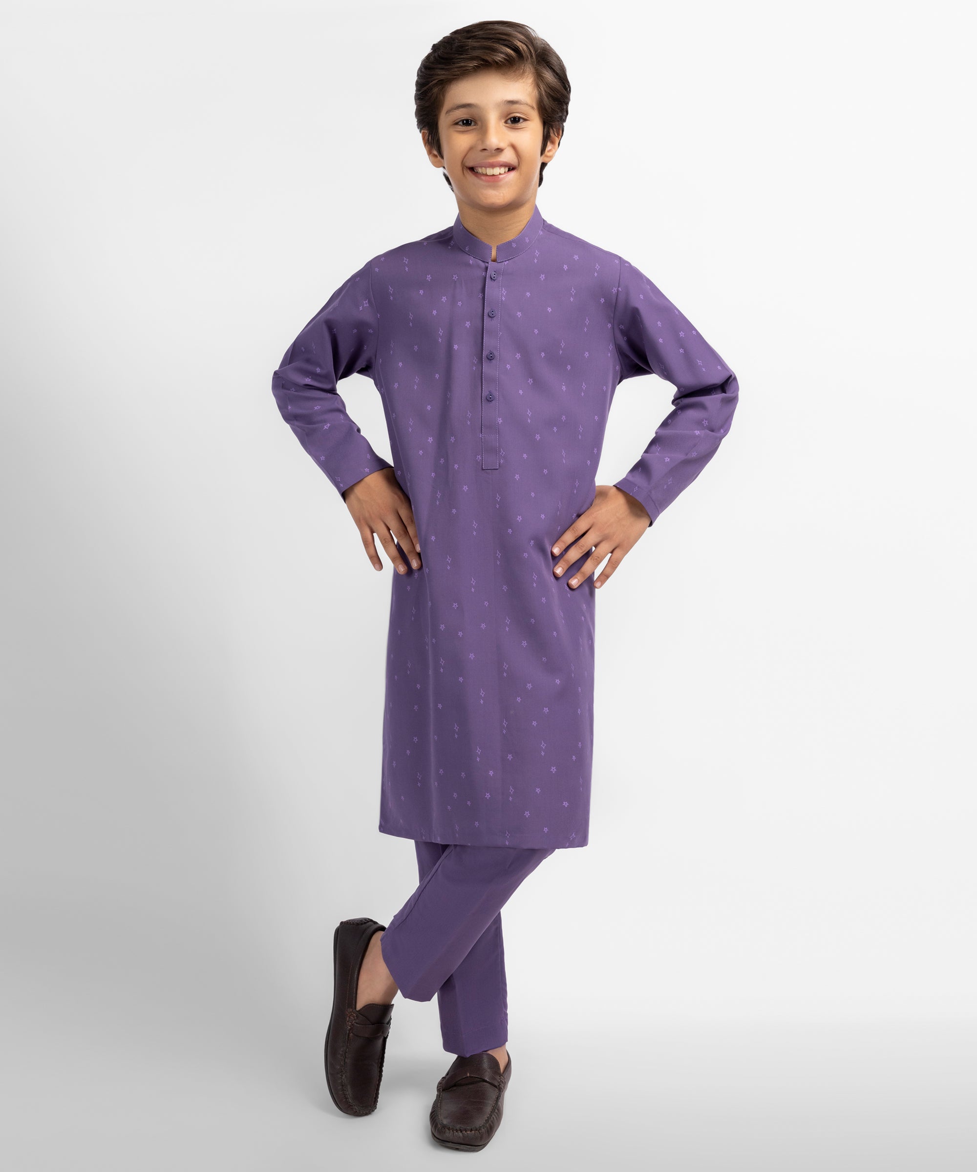 Purple Casual Kurta Trousers