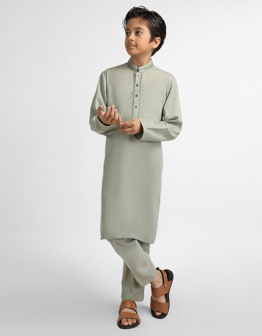 LIGHT GREEN SEMI-FORMAL KURTA TROUSERS