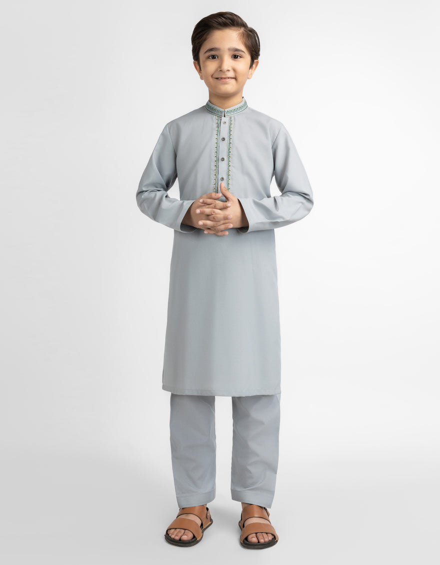 LIGHT GREY SEMI-FORMAL KAMEEZ SHALWAR