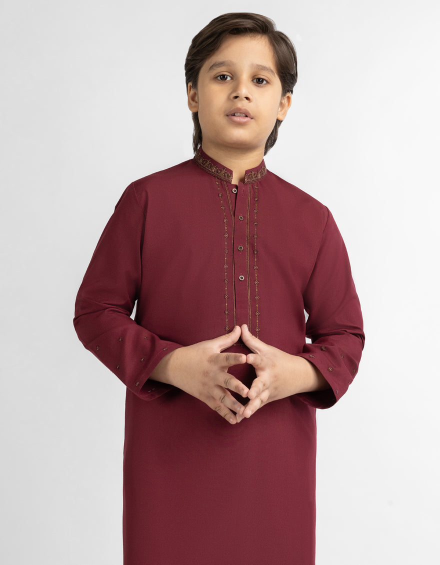 MAROON SEMI-FORMAL KURTA TROUSERS