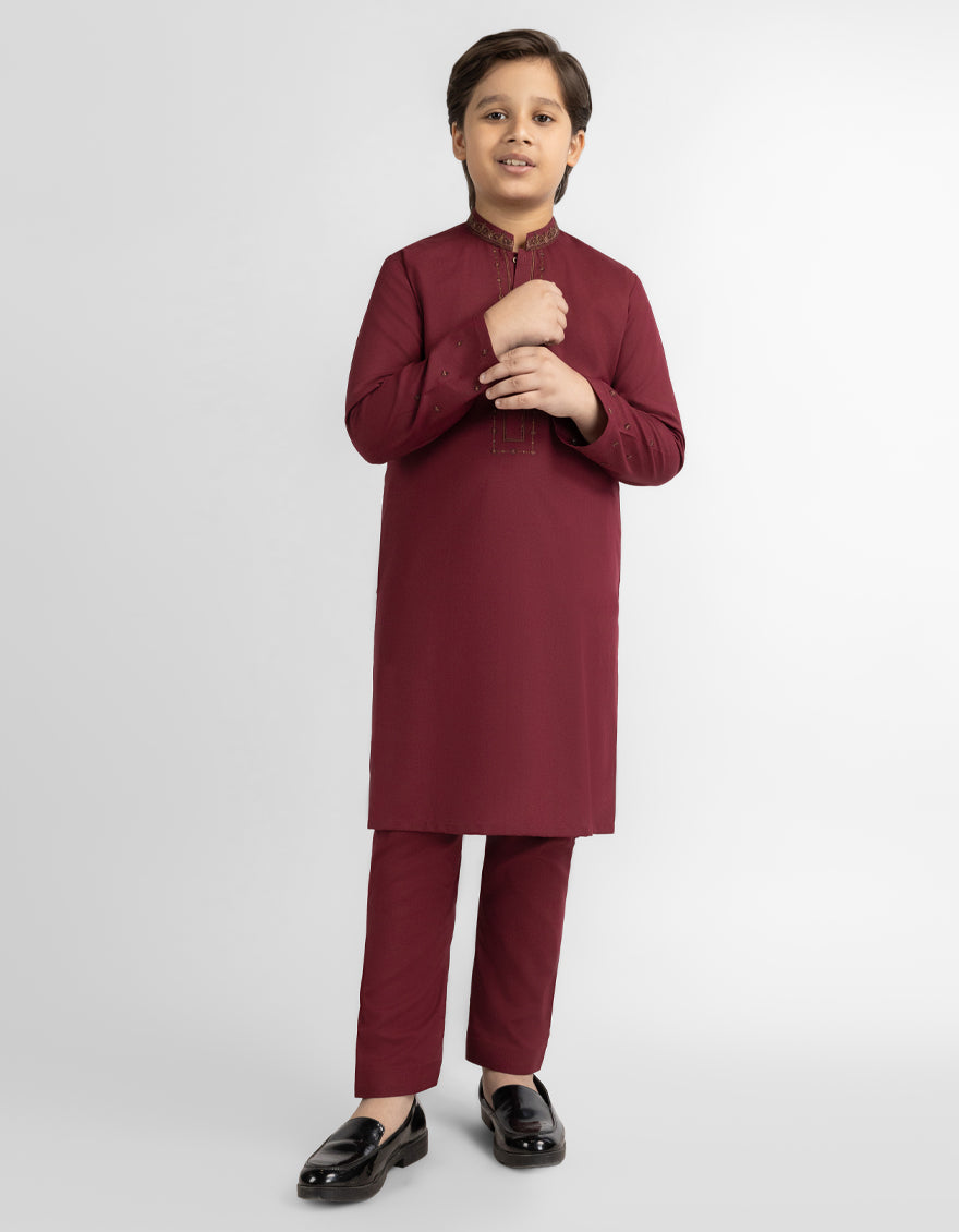 MAROON SEMI-FORMAL KURTA TROUSERS