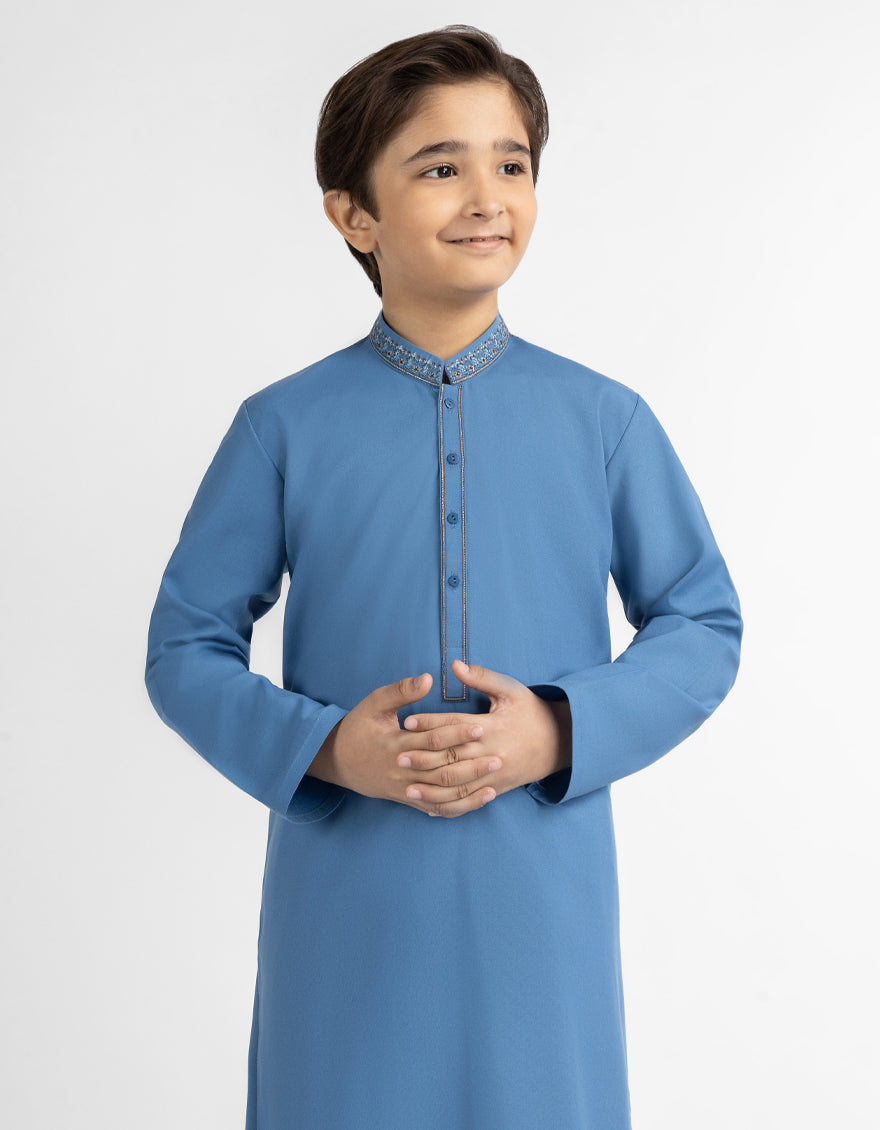 BLUE SEMI-FORMAL KAMEEZ SHALWAR