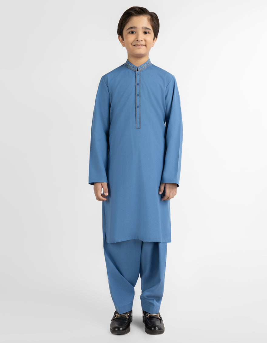 BLUE SEMI-FORMAL KAMEEZ SHALWAR