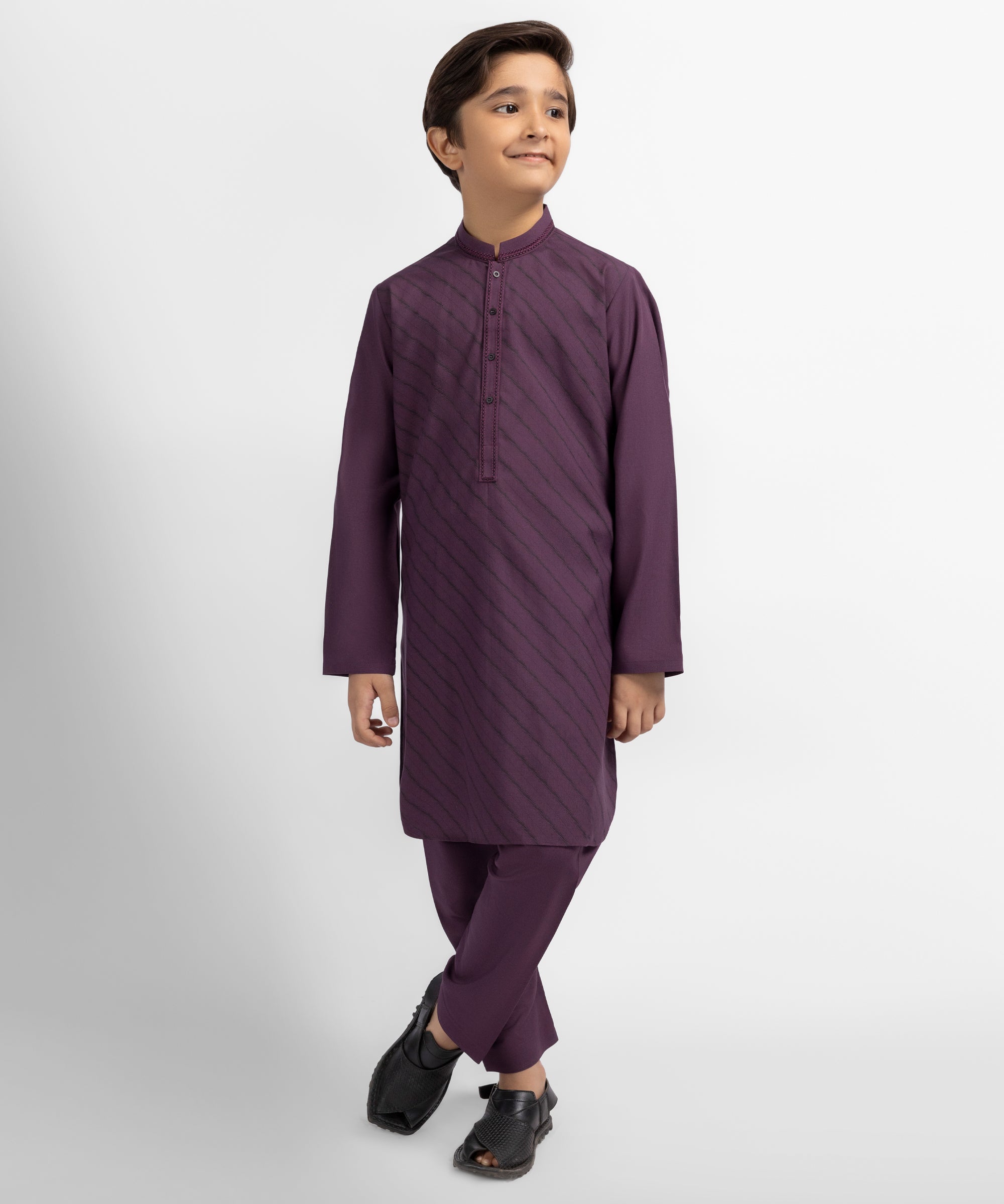 Plum Semi-Formal Kurta Trousers