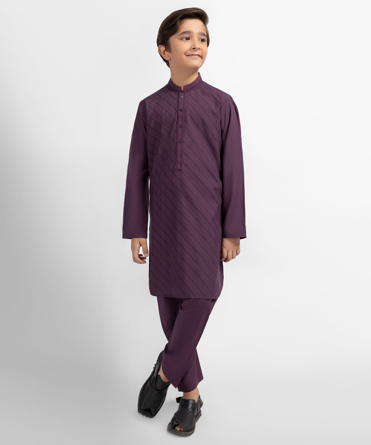 Plum Semi-Formal Kurta Trousers