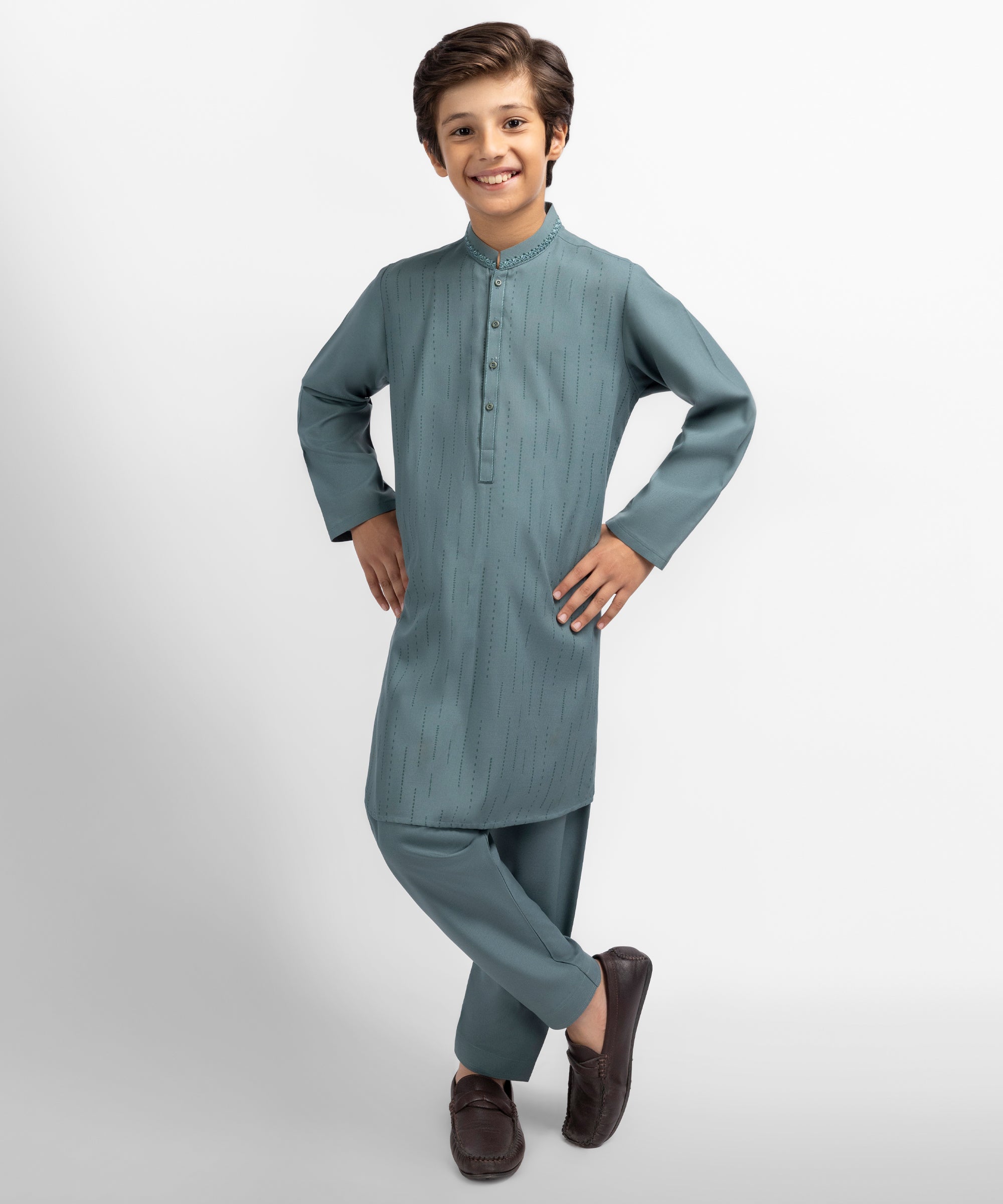 Dark Sage Semi-Formal Kurta Trousers