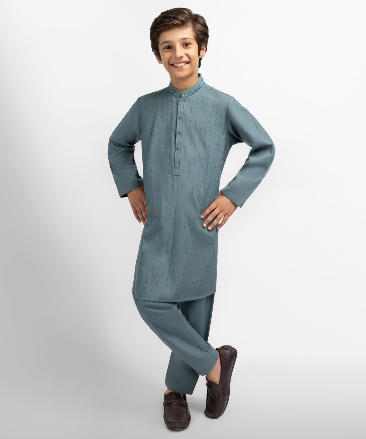 Dark Sage Semi-Formal Kurta Trousers