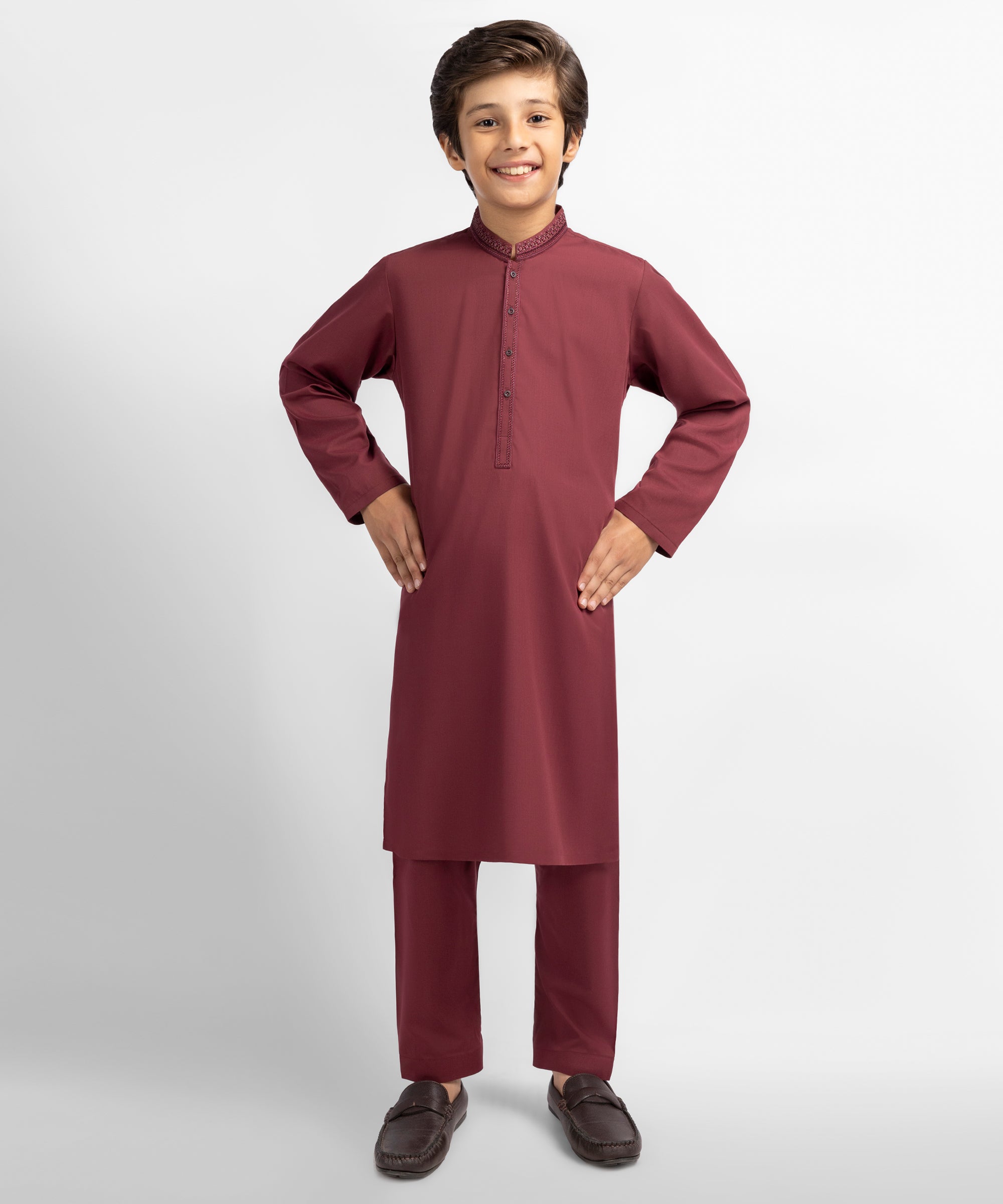 Maroon Semi-Formal Kurta Trousers