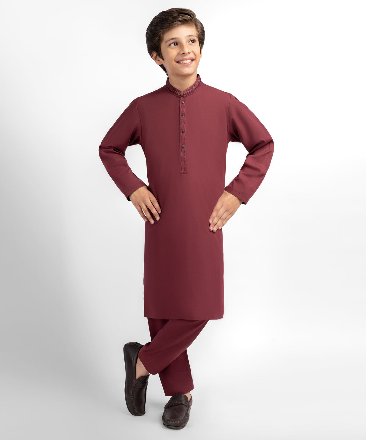 Maroon Semi-Formal Kurta Trousers