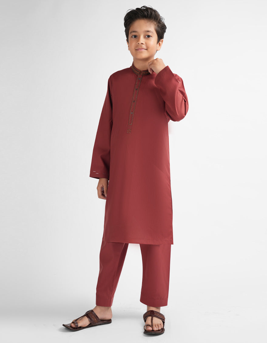 RED MAROON SEMI-FORMAL KURTA TROUSERS