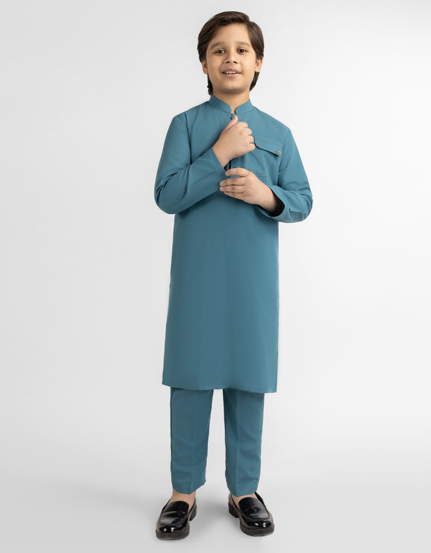 TURQUOISE PLAIN KURTA TROUSERS