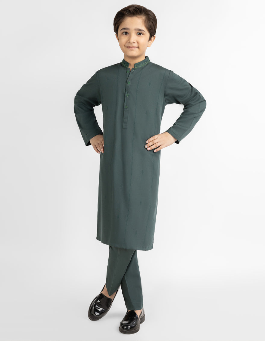 BOTTLE GREEN CASUAL KURTA TROUSERS