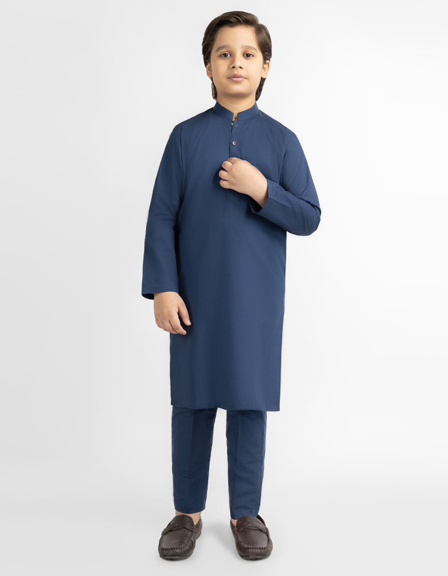 NAVY BLUE COTTON PLAIN KURTA TROUSERS