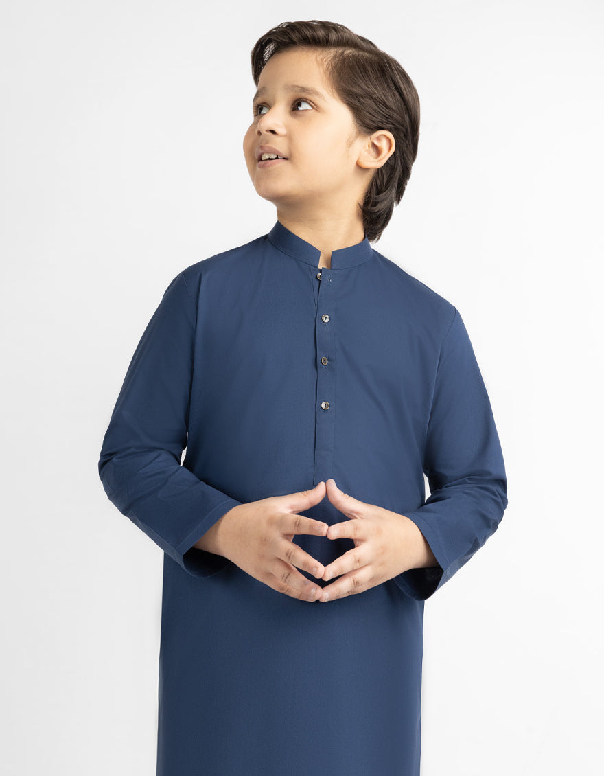 NAVY BLUE COTTON PLAIN KURTA TROUSERS