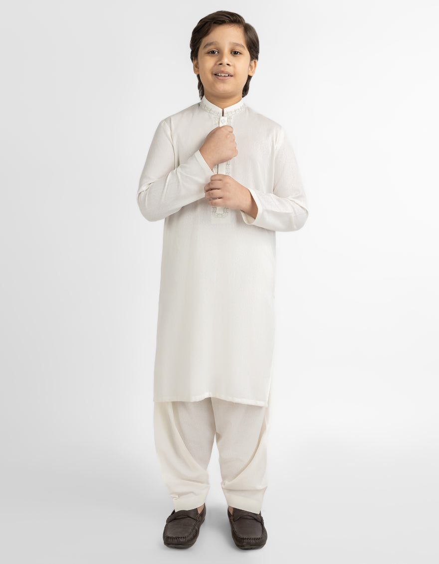 CREAM CASUAL KAMEEZ SHALWAR