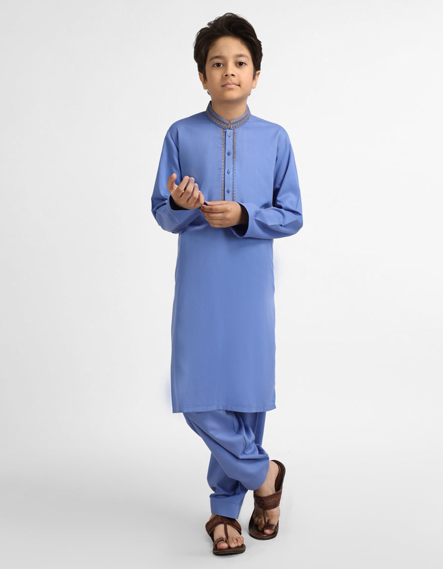 BLUE SEMI-FORMAL KAMEEZ SHALWAR