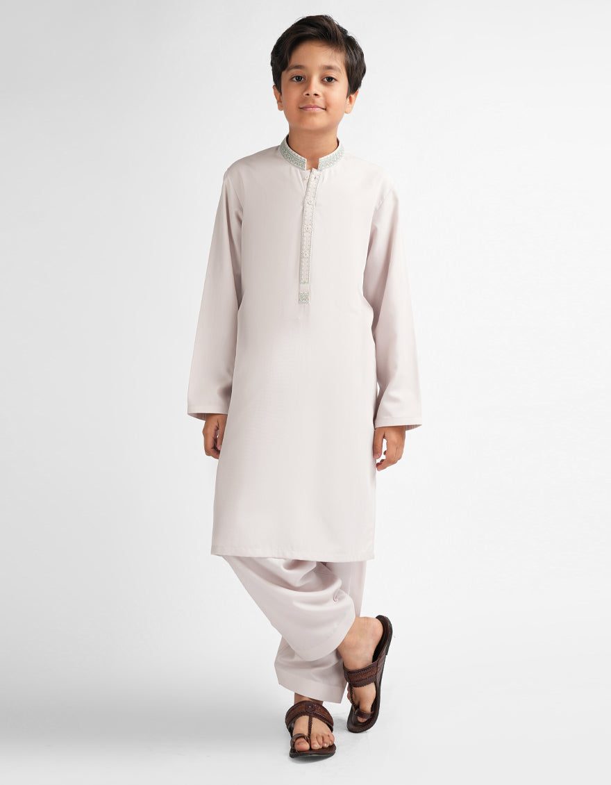 ASH WHITE SEMI-FORMAL KAMEEZ SHALWAR