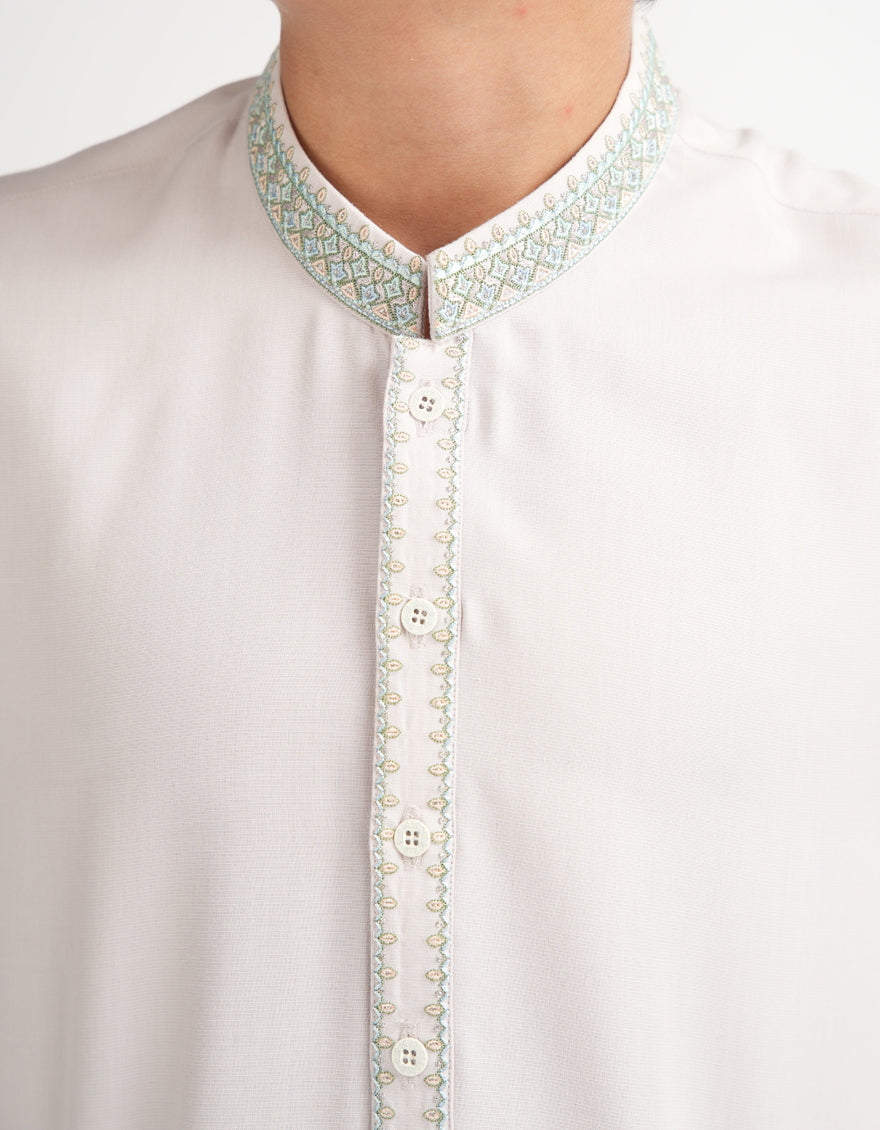 ASH WHITE SEMI-FORMAL KAMEEZ SHALWAR
