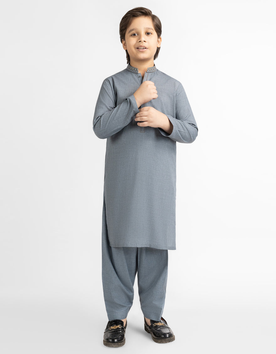GREY SEMI-FORMAL KAMEEZ SHALWAR