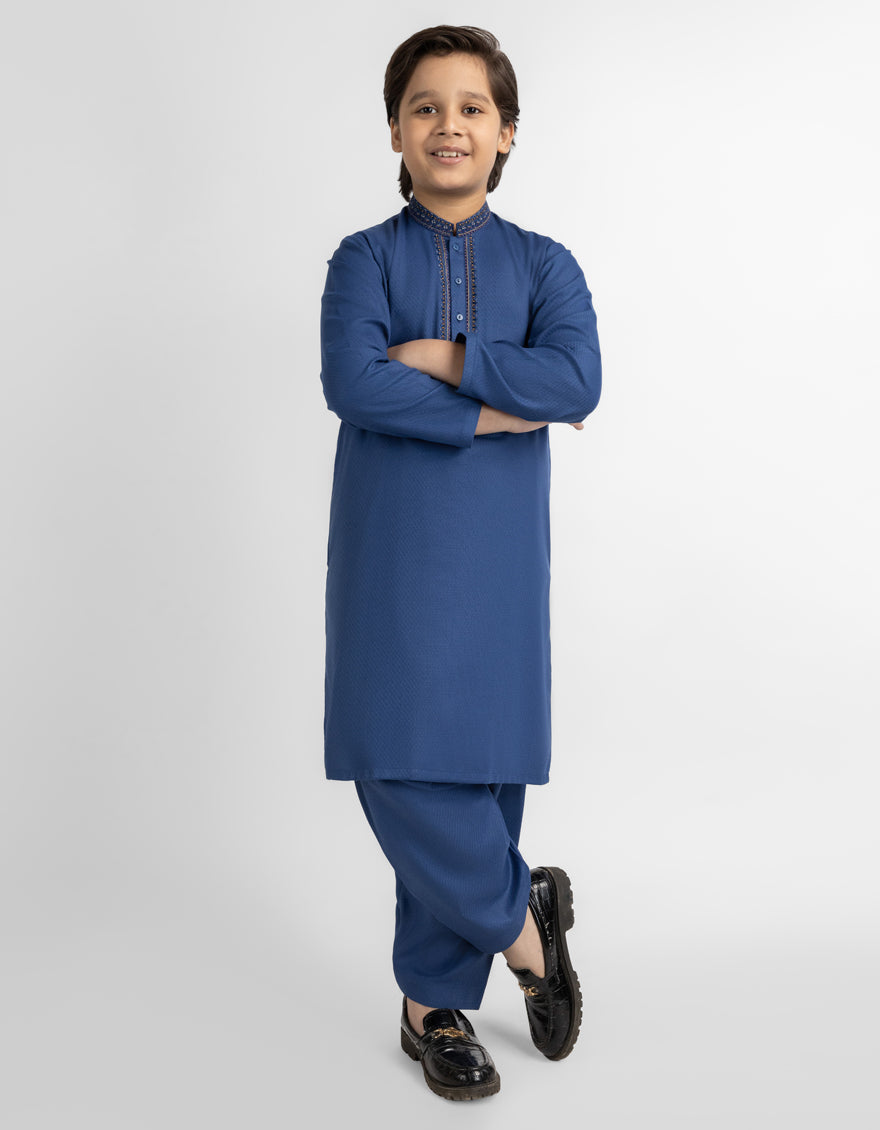 BLUE SEMI-FORMAL KAMEEZ SHALWAR