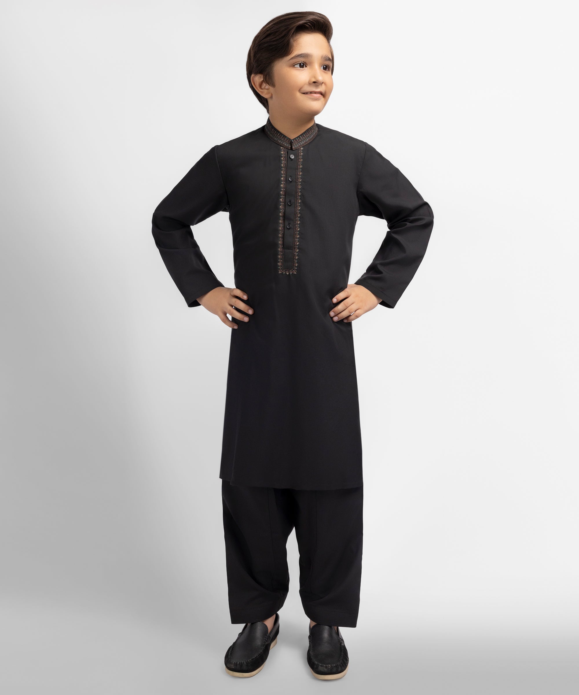 Black Semi-Formal Kameez Shalwar