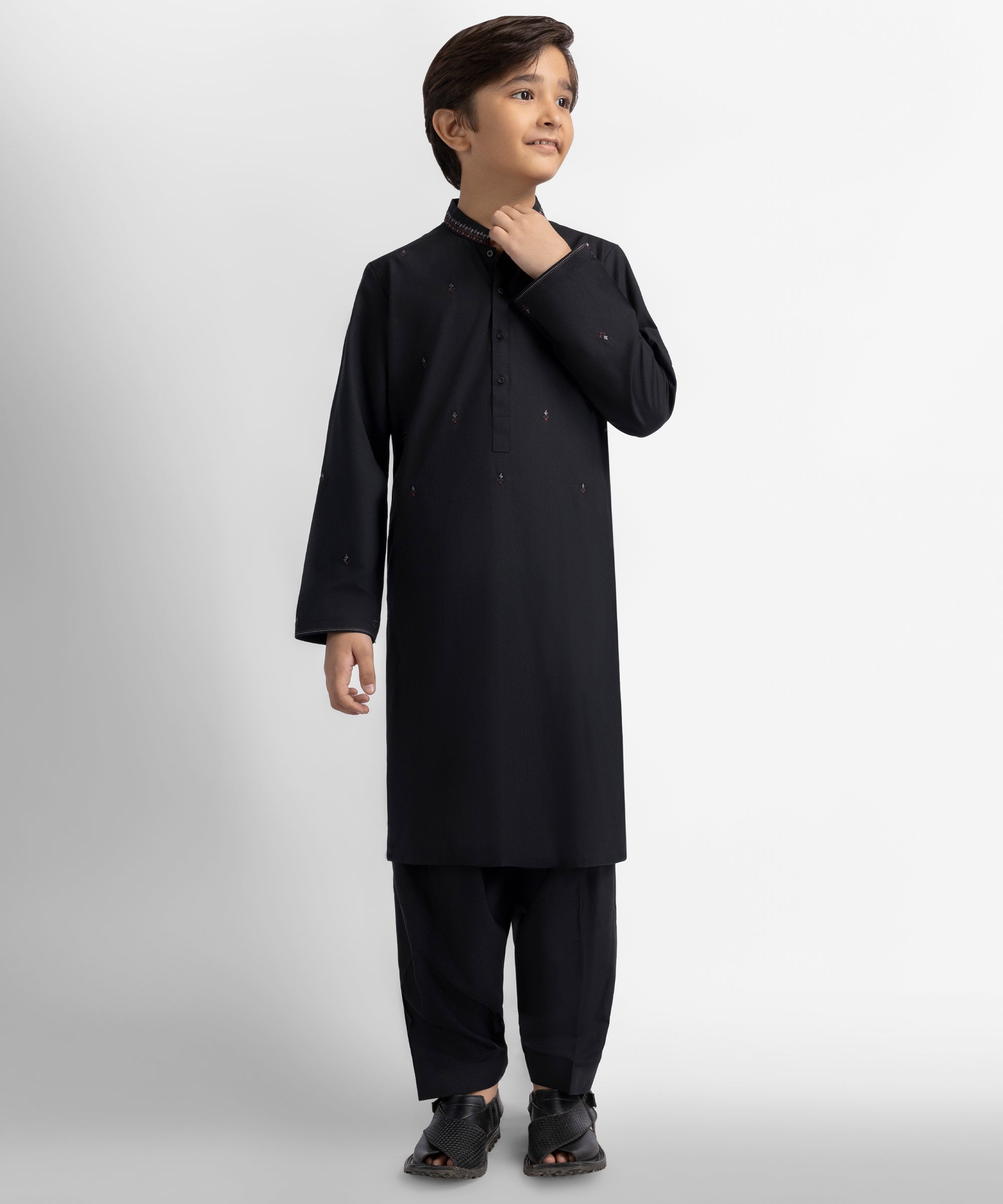 Black Semi-Formal Kameez Shalwar
