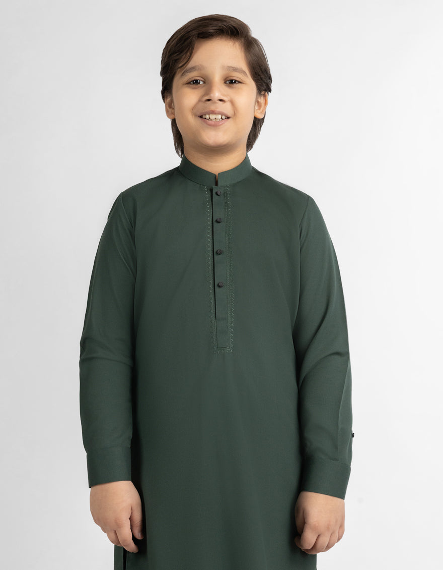 DEEP GREEN SEMI-FORMAL KAMEEZ SHALWAR