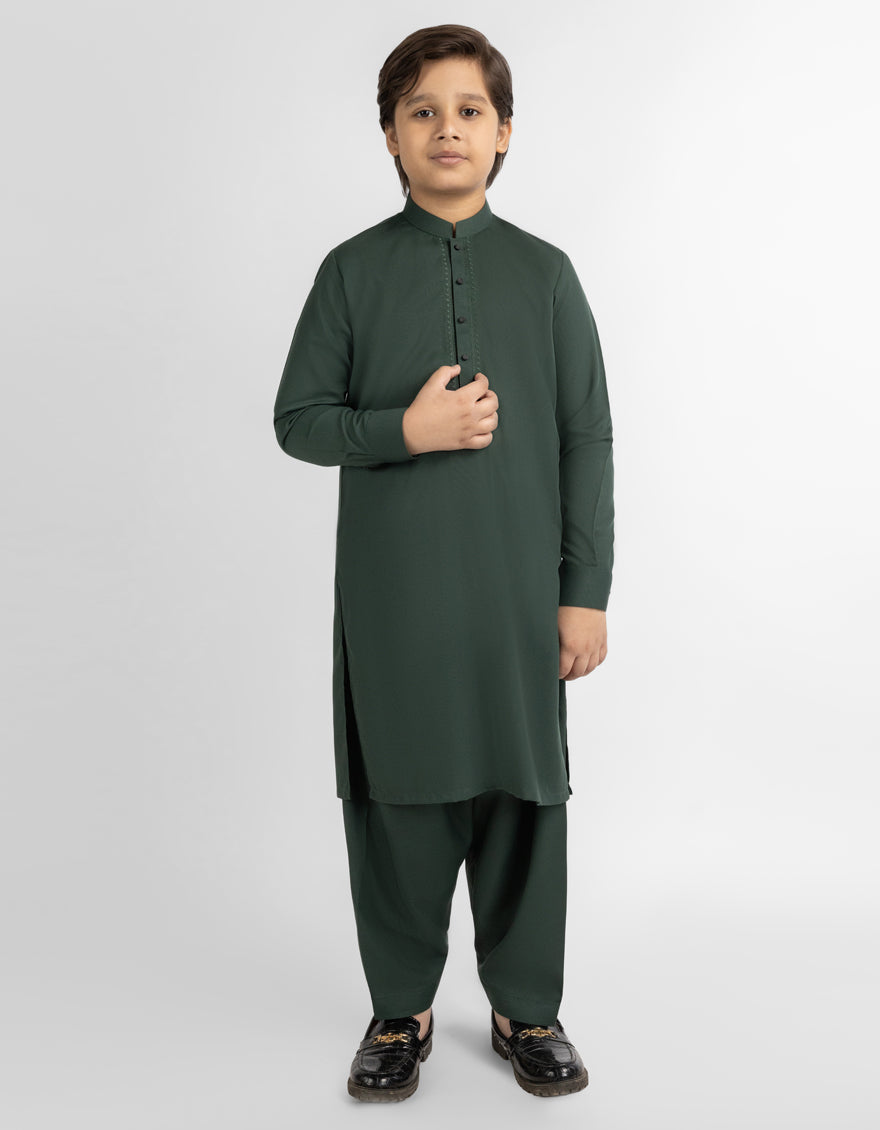 DEEP GREEN SEMI-FORMAL KAMEEZ SHALWAR