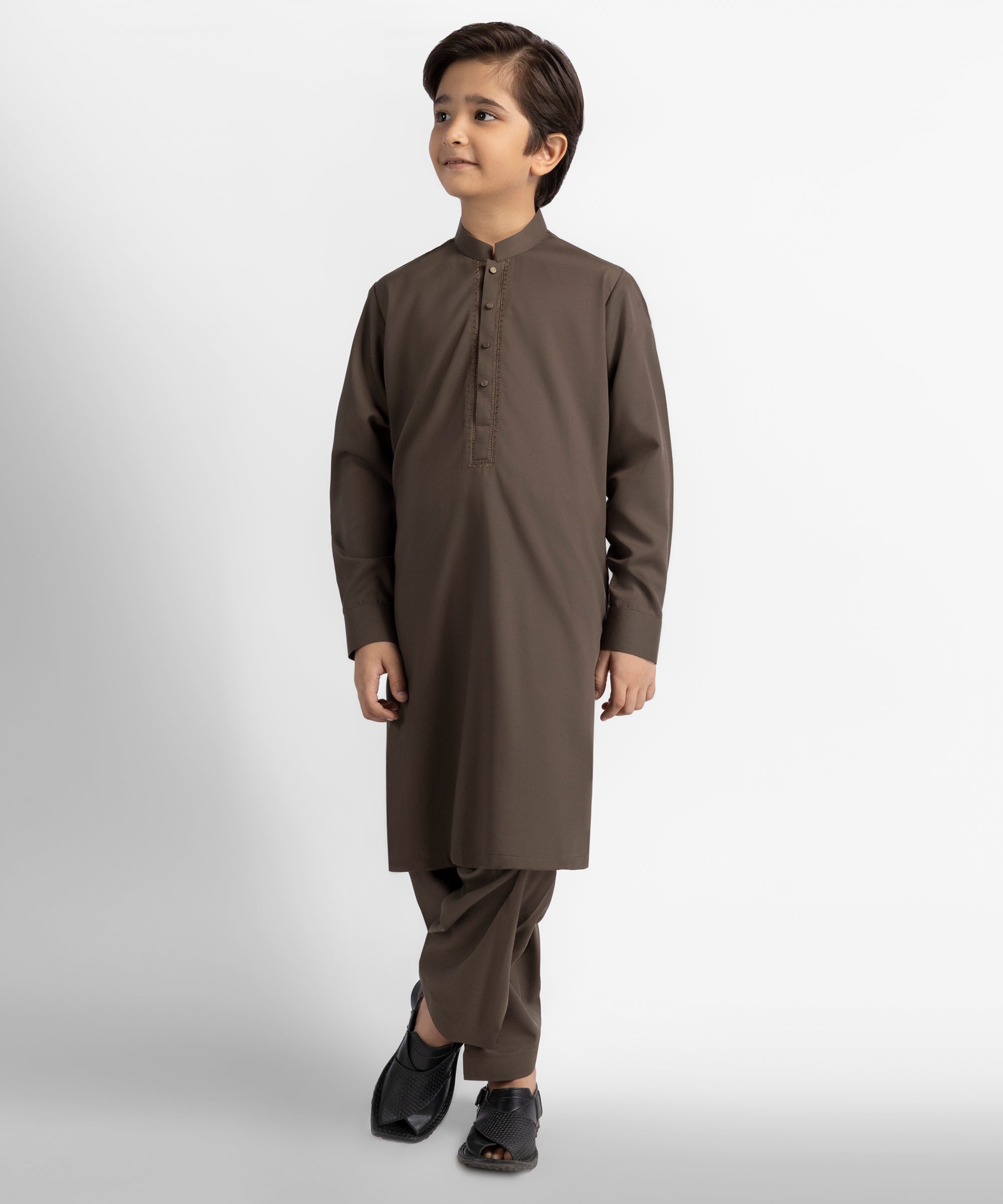 Brown Semi-Formal Kameez Shalwar