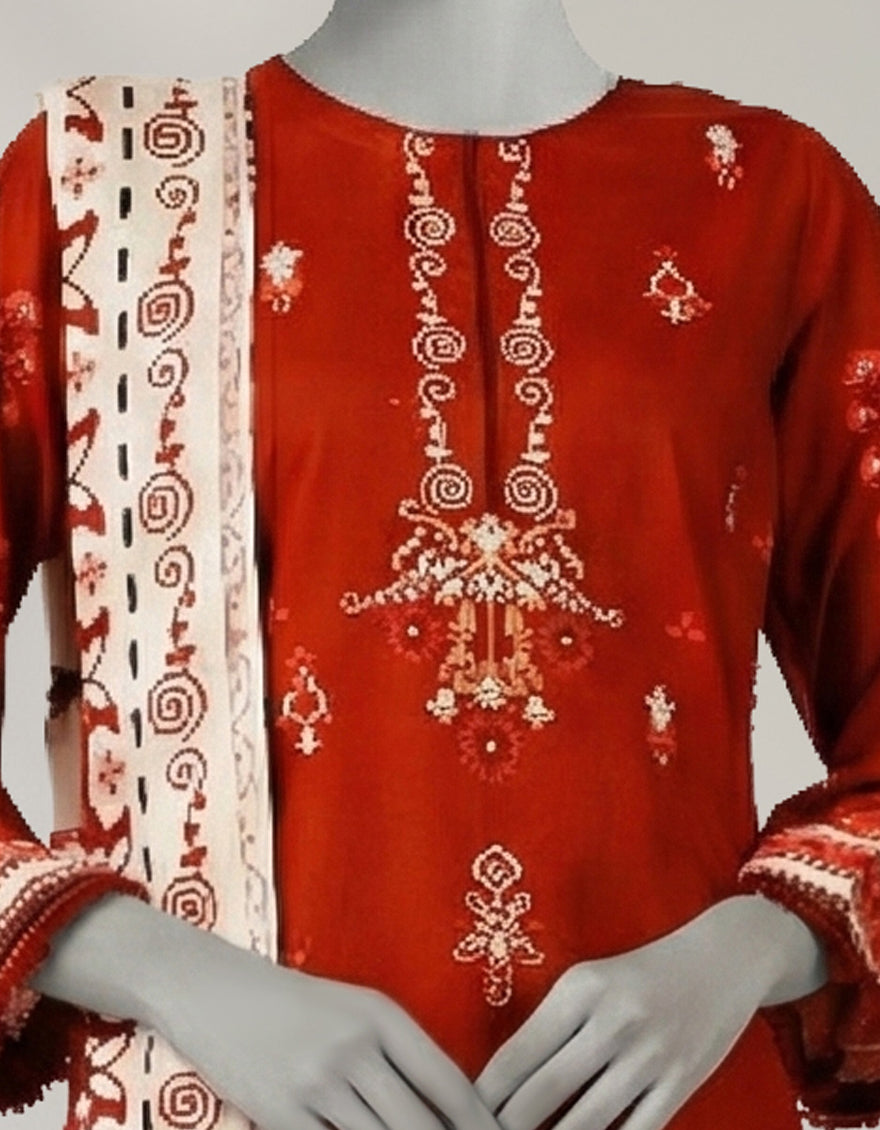 BROWN CAMBRIC EMBROIDERED 2PC STITCHED