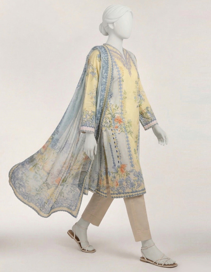 SKY BLUE LAWN DIGITAL PRINTED STITCHED 2PC