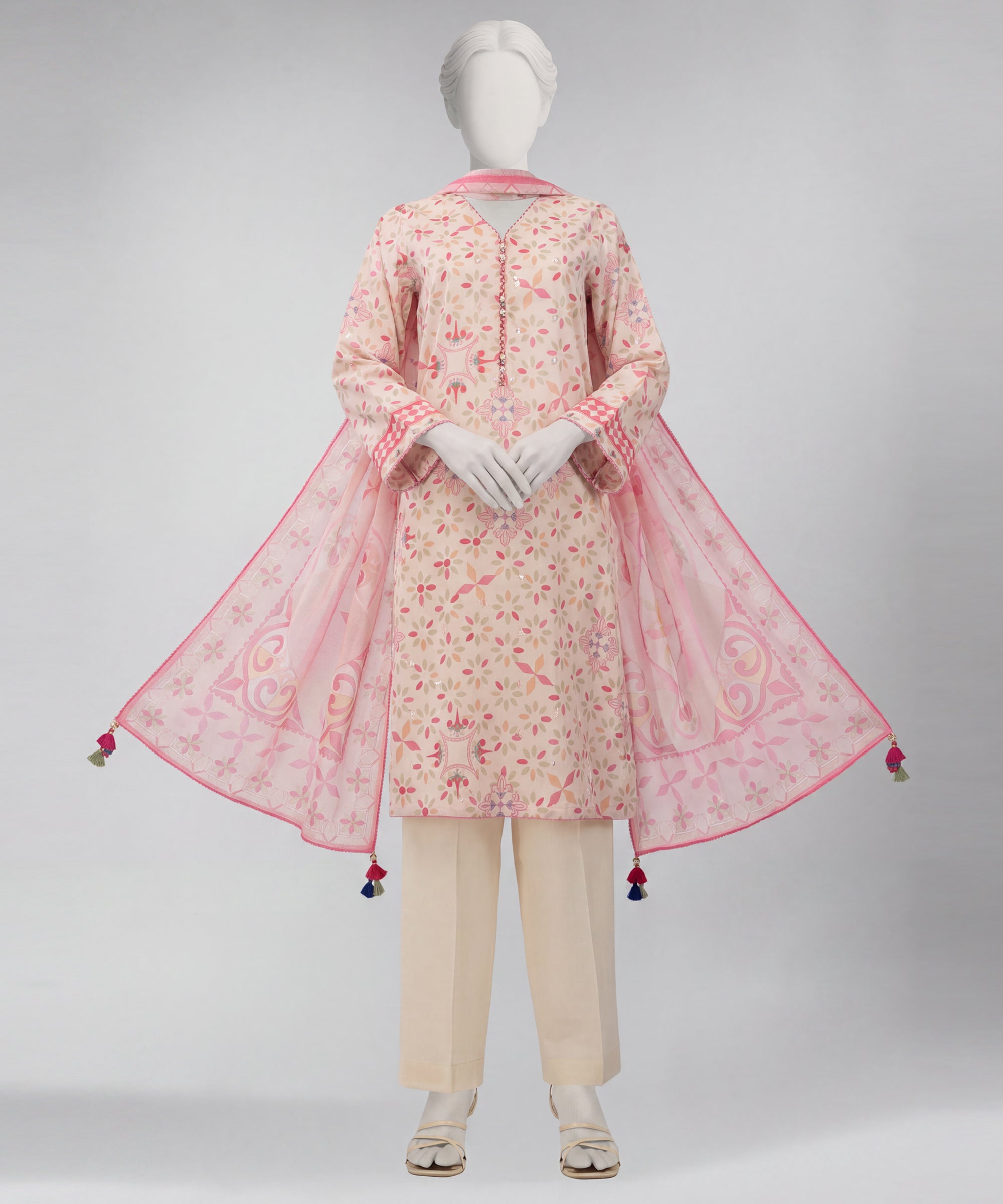 Multicolor Lawn Embroidered Unstitched 2Pc