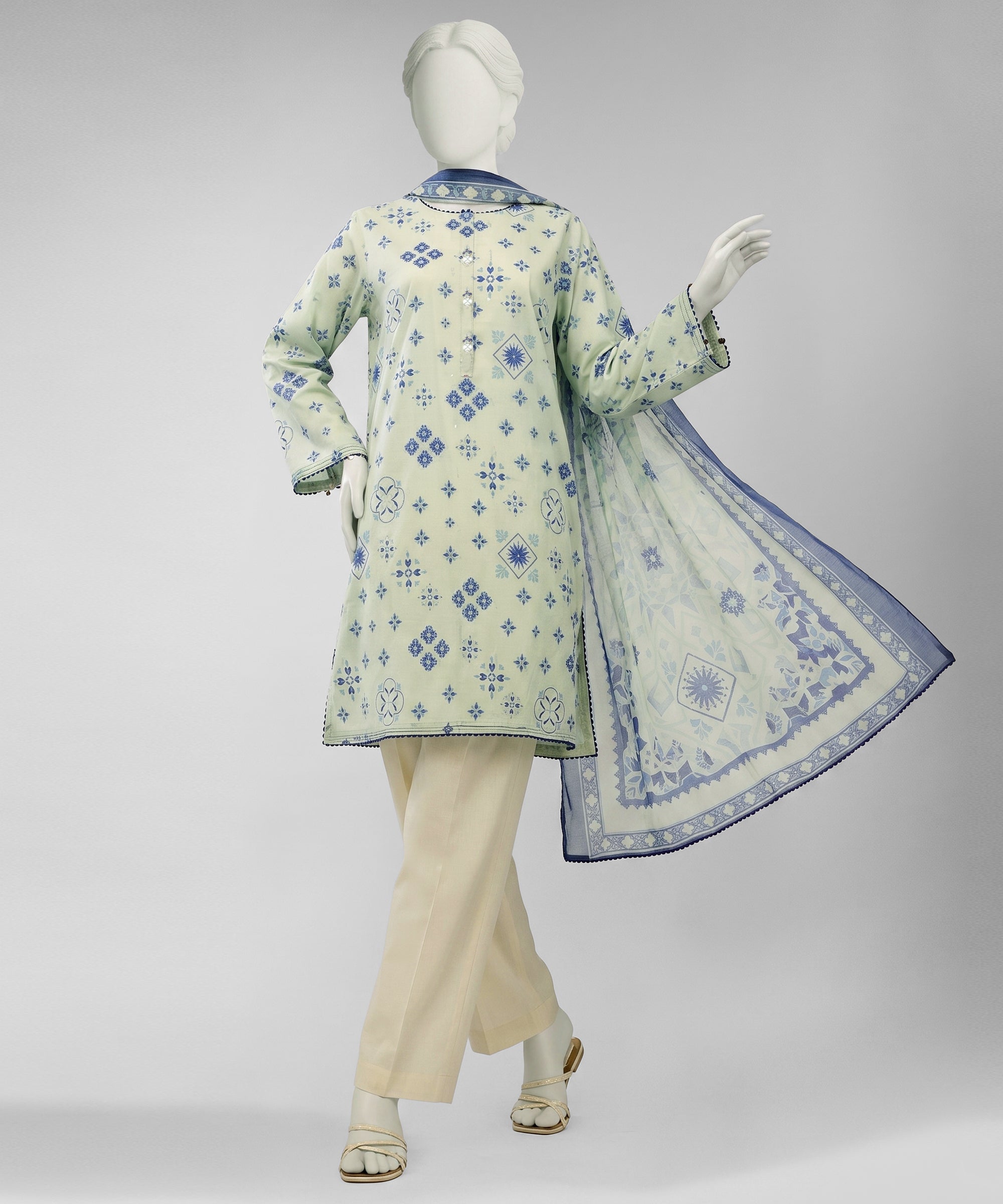 Multicolor Lawn Embroidered Unstitched 2Pc