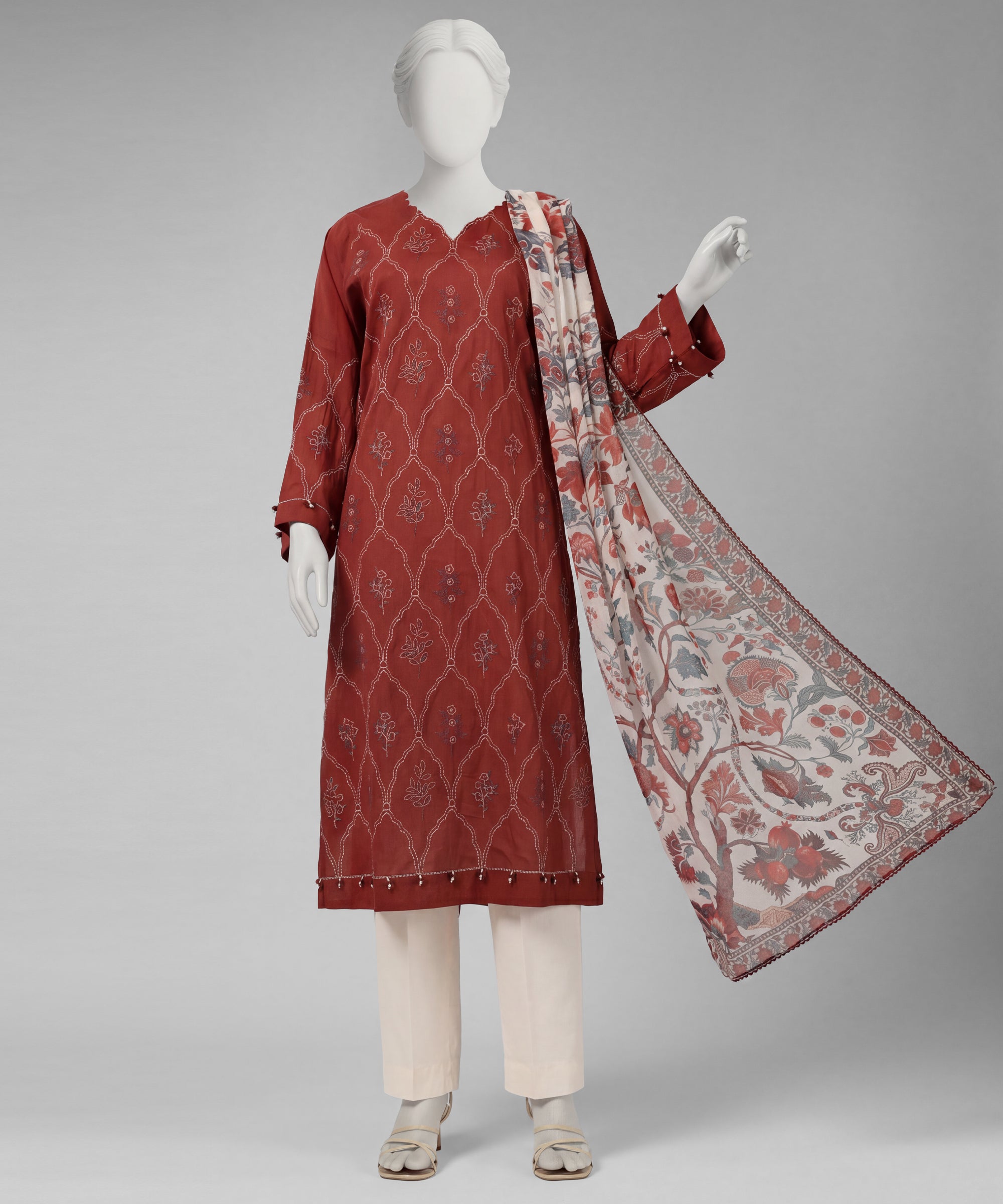 Red Lawn Embroidered Unstitched 2Pc