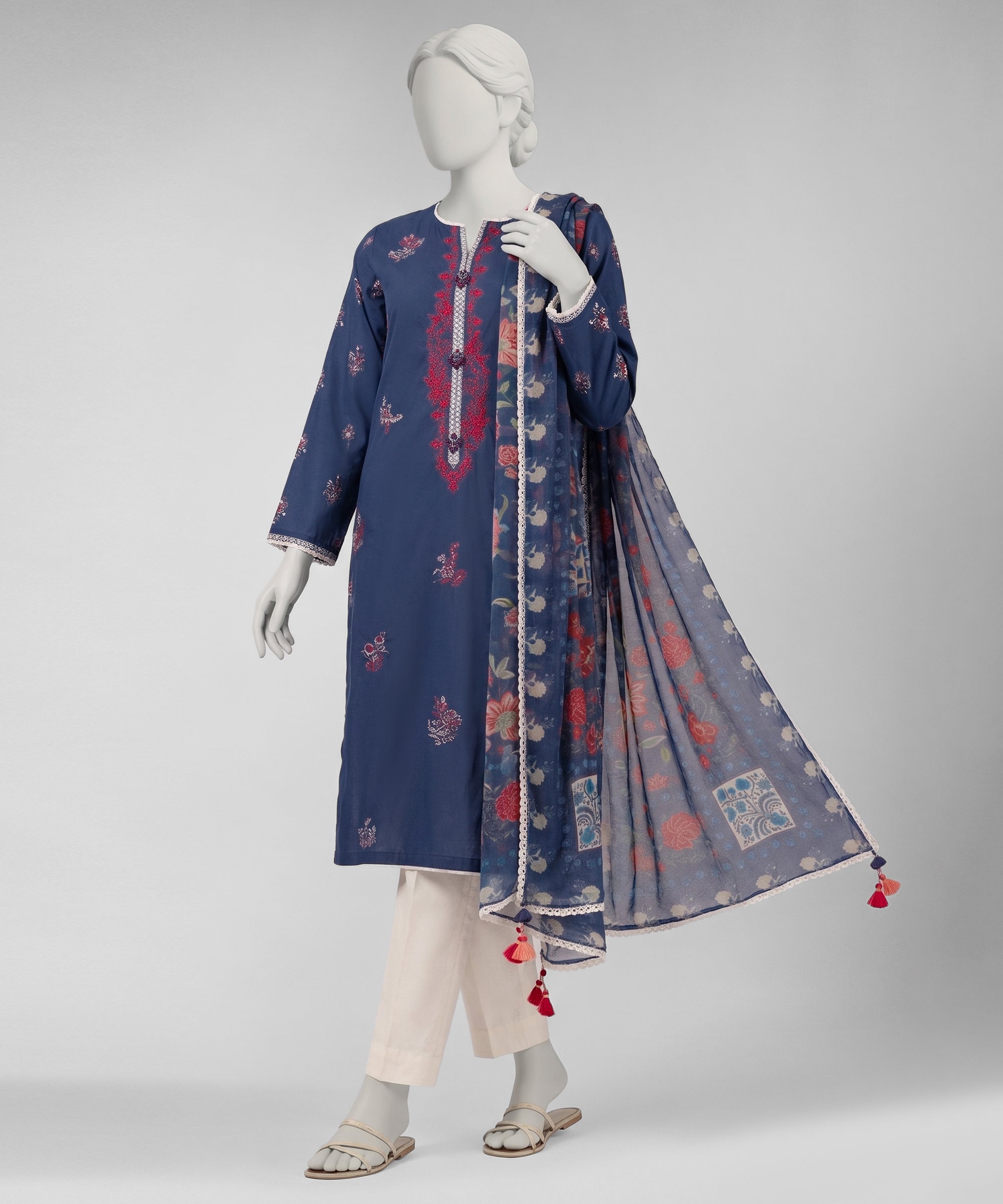 Blue Lawn Embroidered Unstitched 2Pc