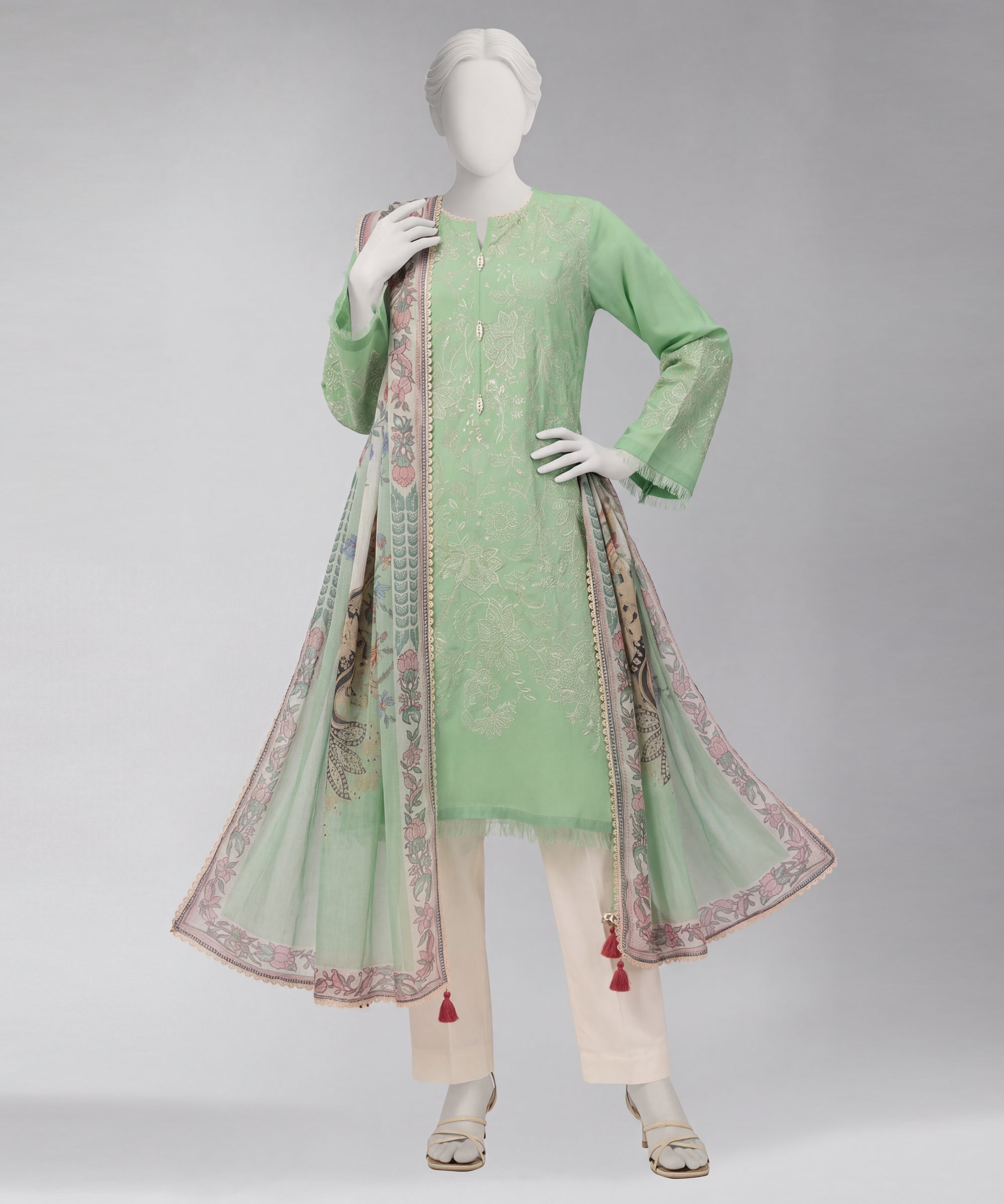 Green Lawn Embroidered Unstitched 2Pc