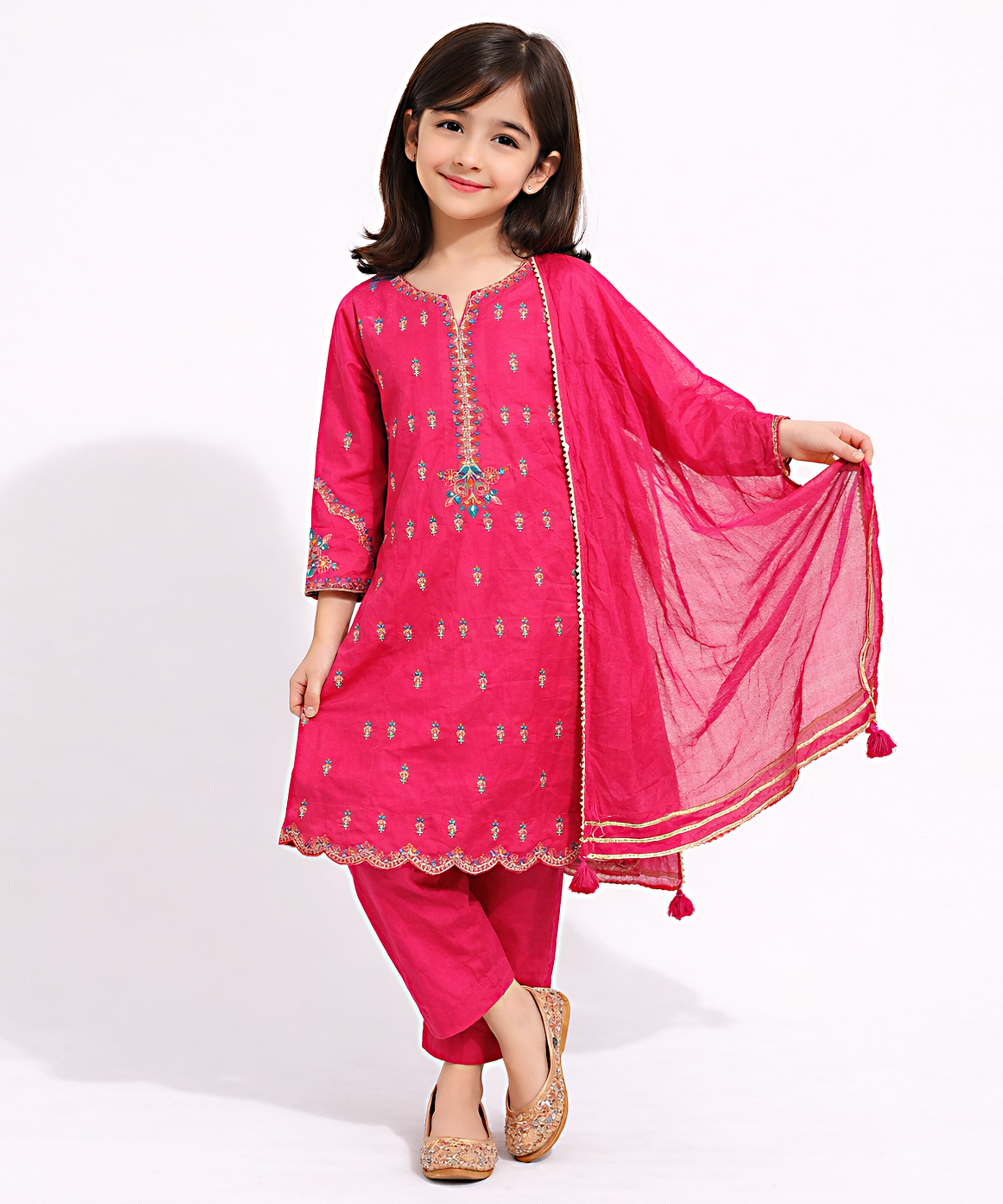 Pink Swiss Cotton Embroidered Stitched 3Pc