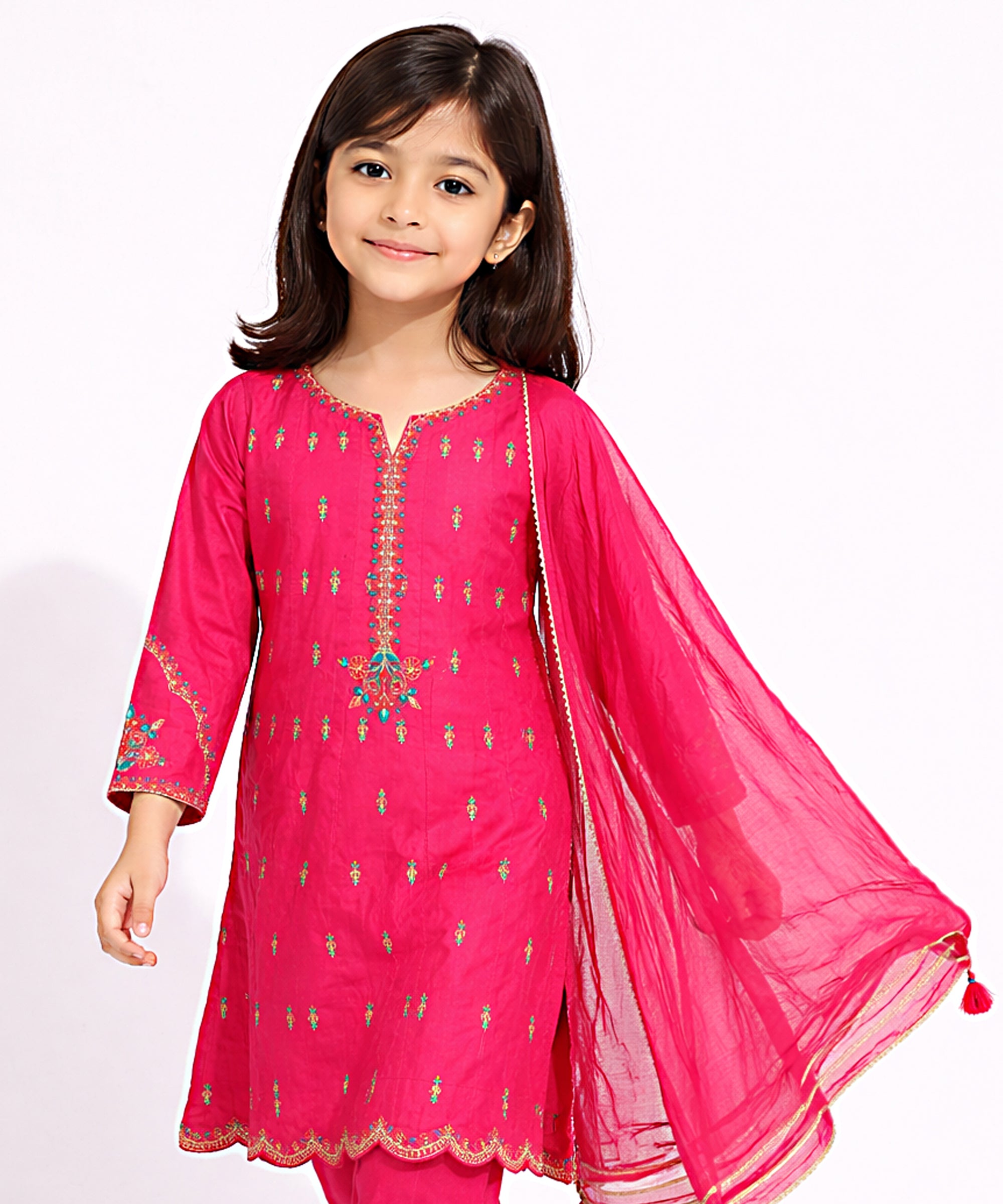 Pink Swiss Cotton Embroidered Stitched 3Pc