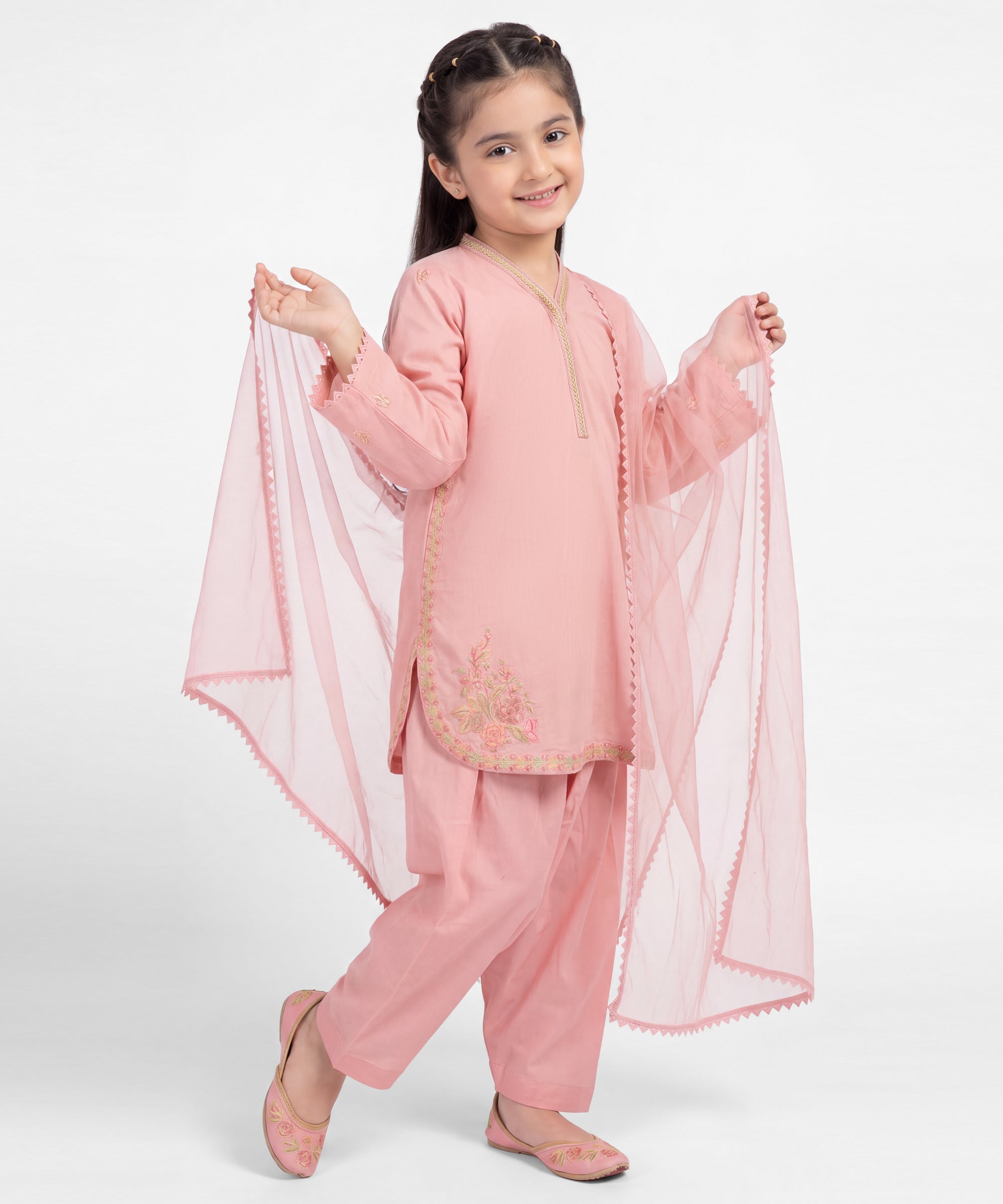 Pink Lawn Embroidered Stitched 3Pc