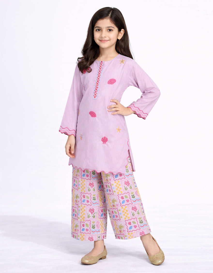 LILAC LAWN EMBROIDERED STITCHED 2PC