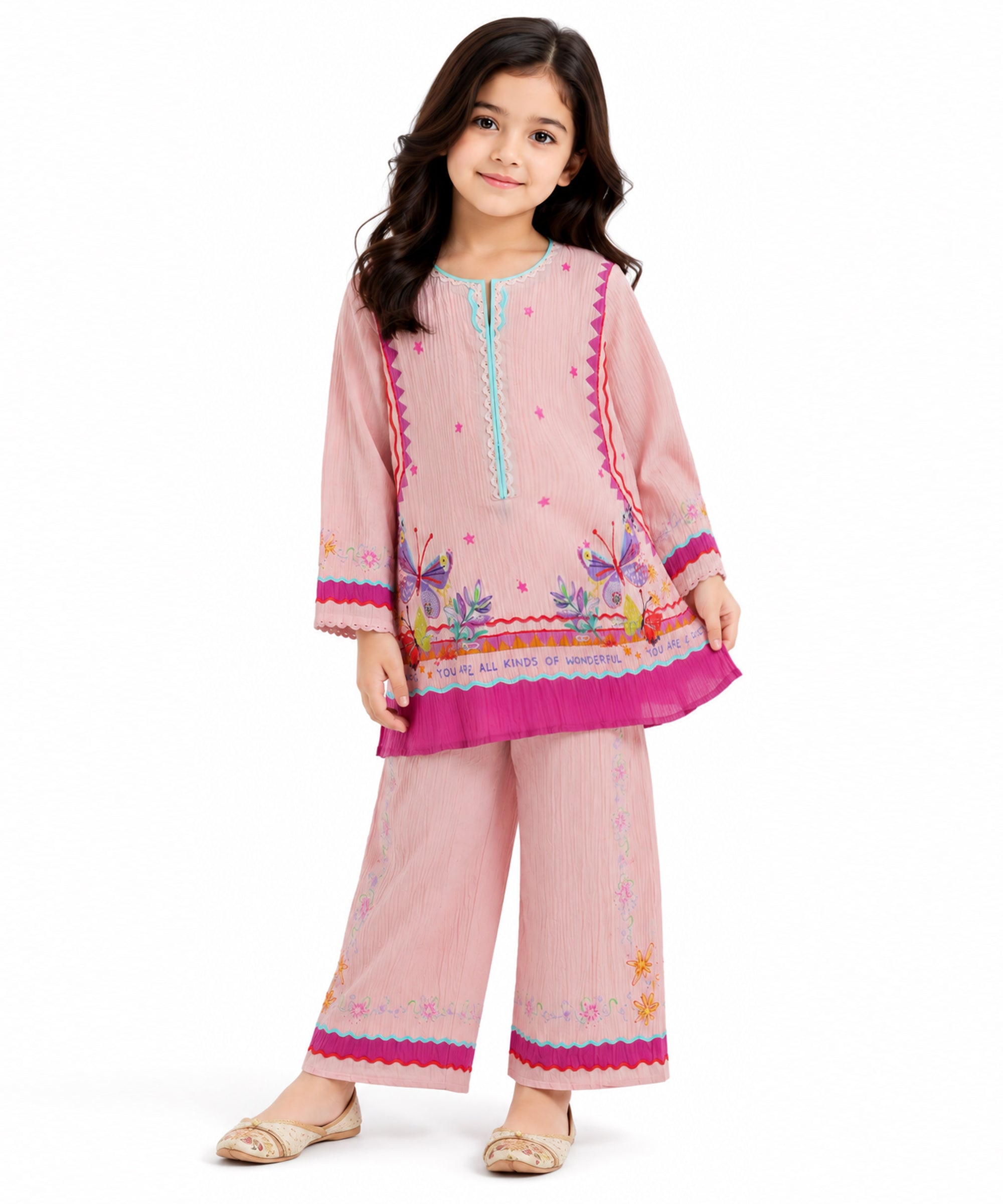 Pink Seersucker Digital Printed Stitched 2Pc