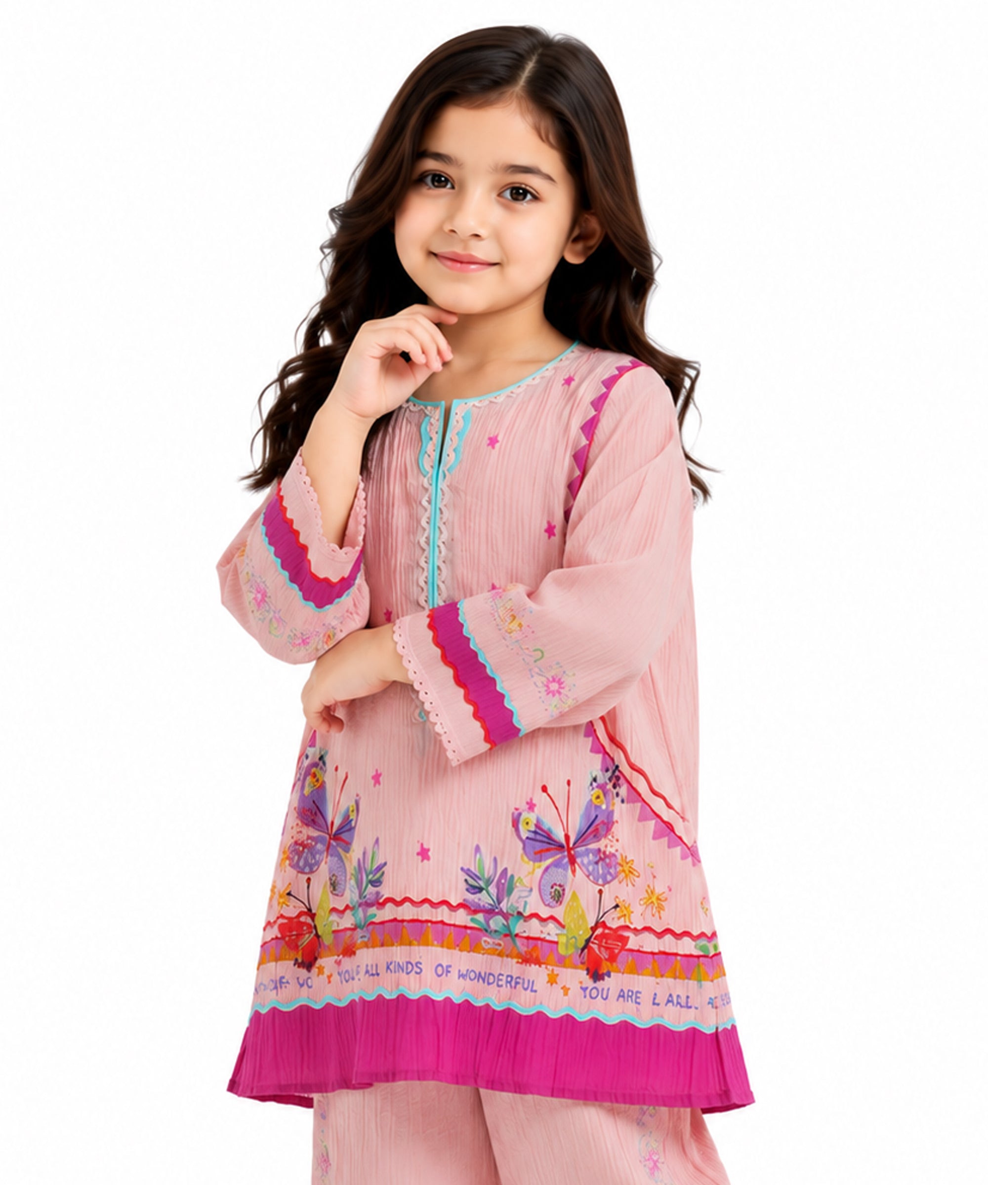 Pink Seersucker Digital Printed Stitched 2Pc