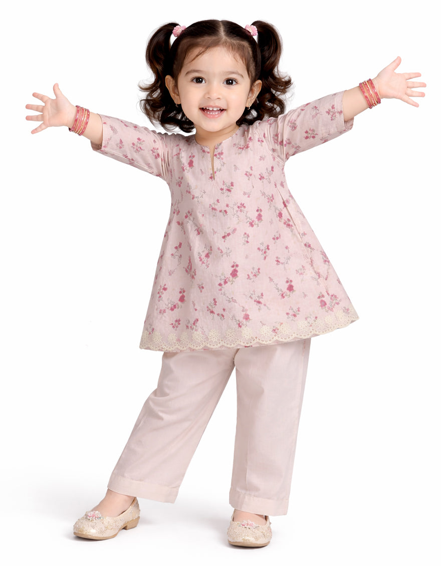 PINK LAWN SCHIFFLI STITCHED 2PC