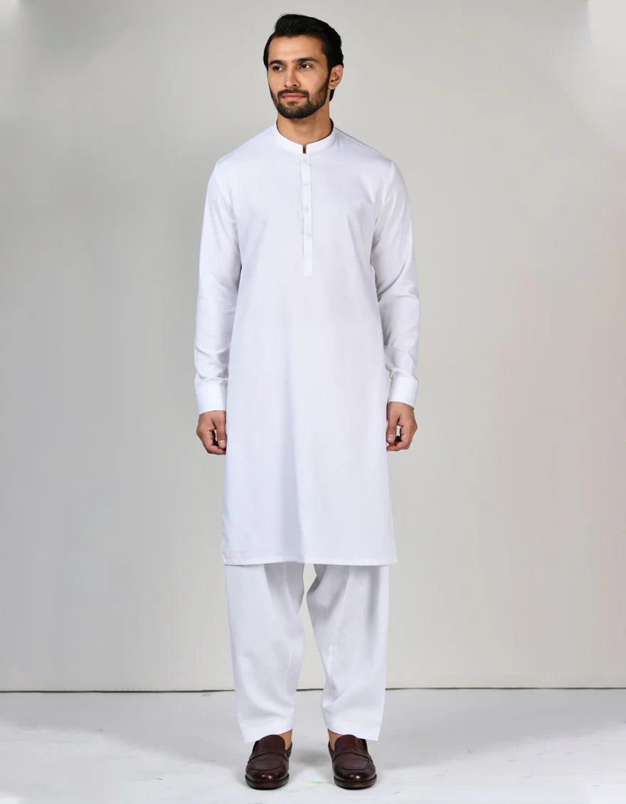 WHITE PLAIN KAMEEZ SHALWAR